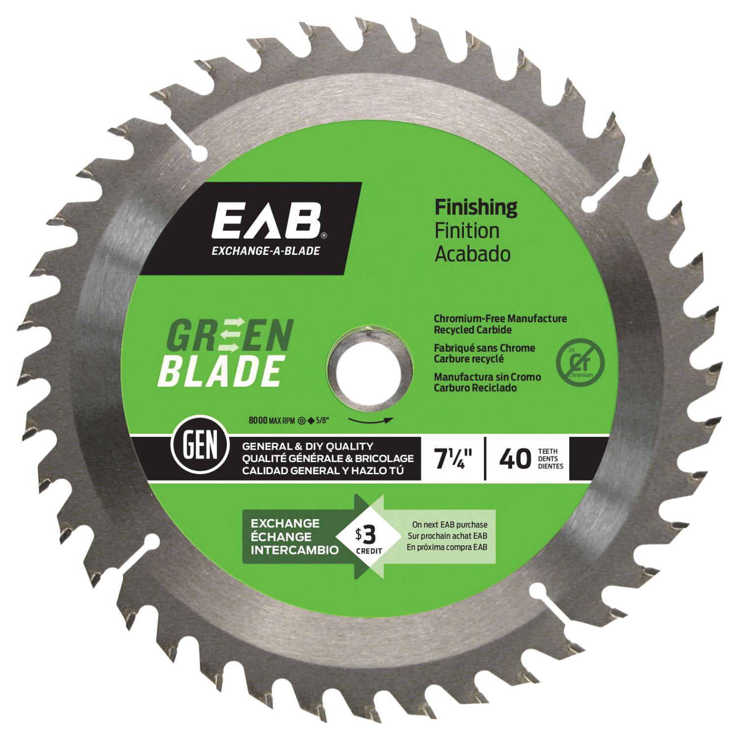 Finishing 7 1/4"X40T Green Saw Blade