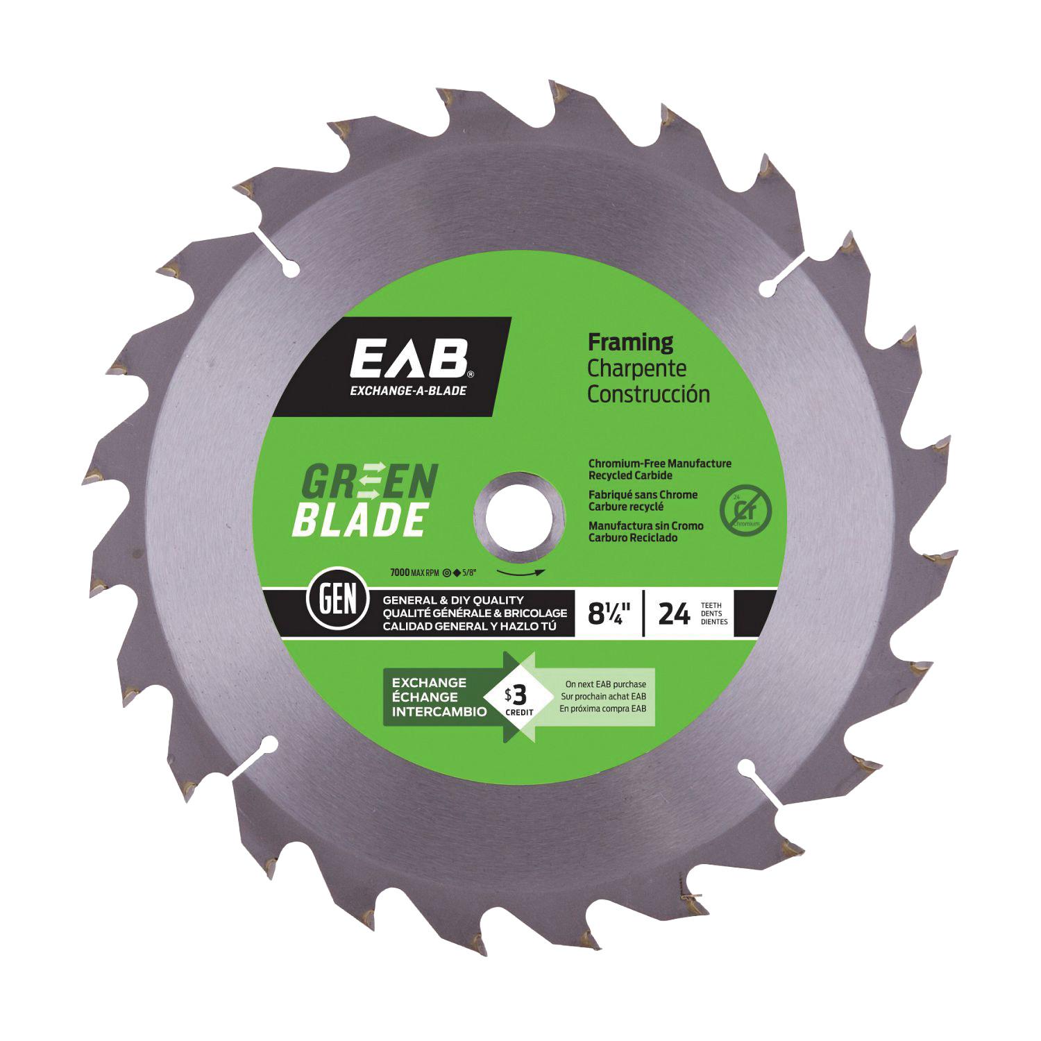 Framing 8 1/4"X24T Green Saw Blade