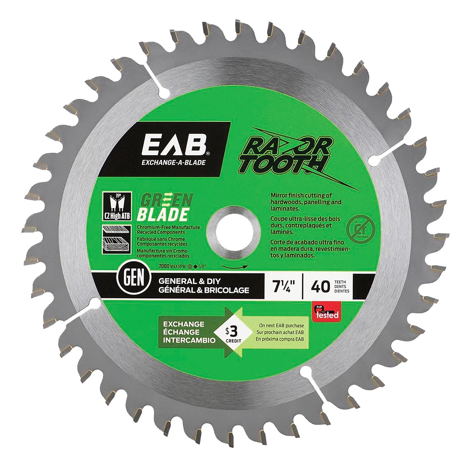 7 1/4 x 40 Teeth Green Saw Blade
