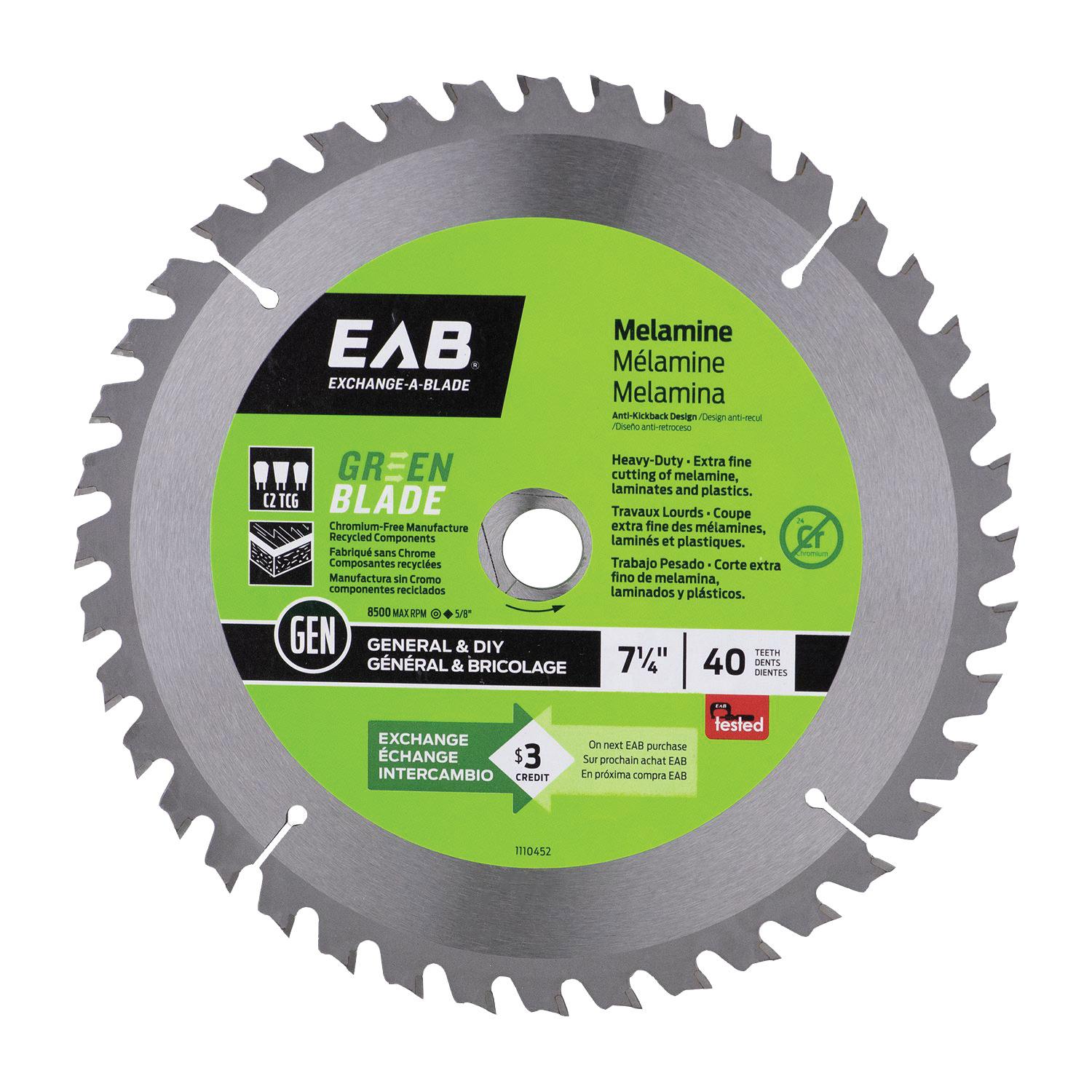 Melamine 7 1/4"X40T Green Saw Blade