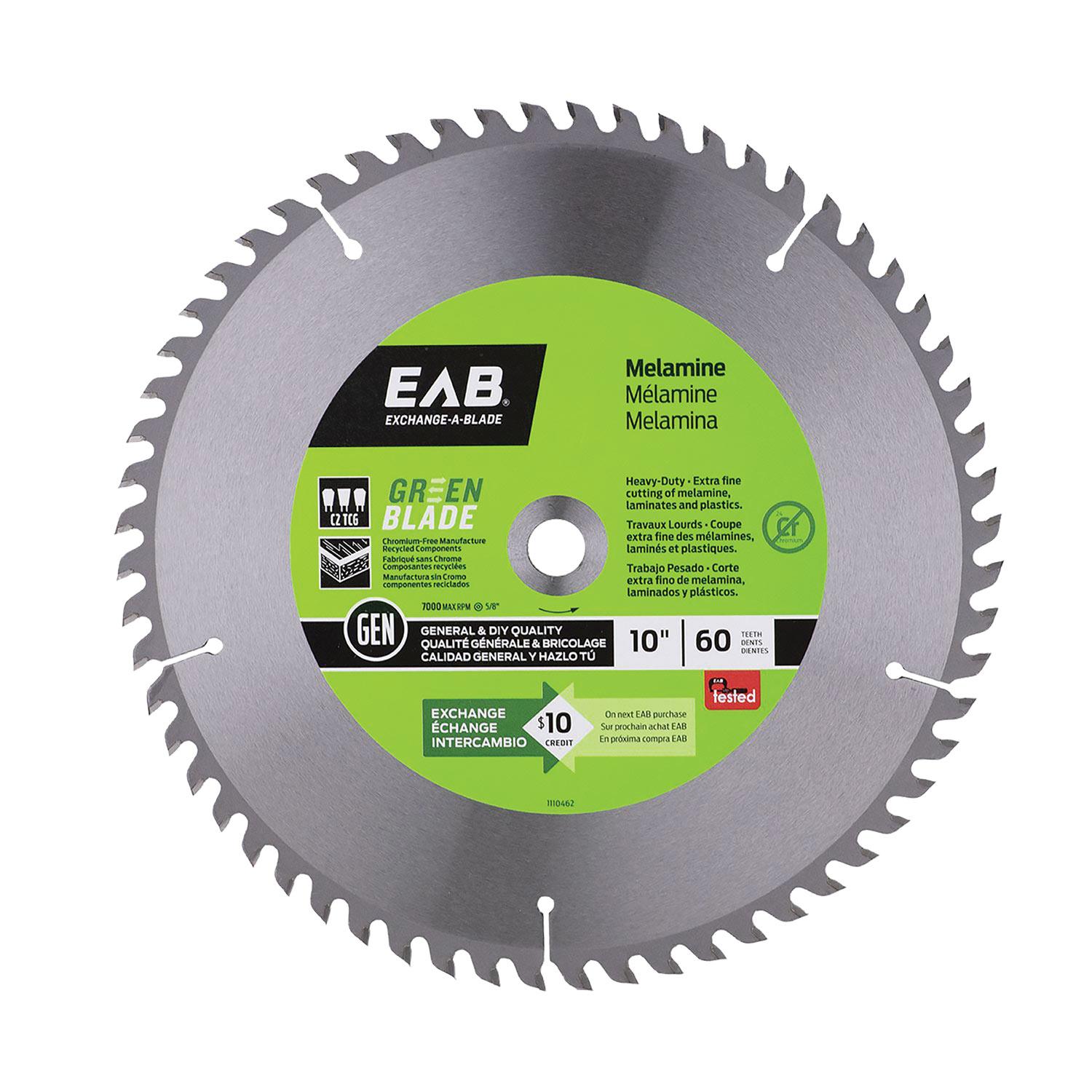 Melamine 10"X60T Green Saw Blade