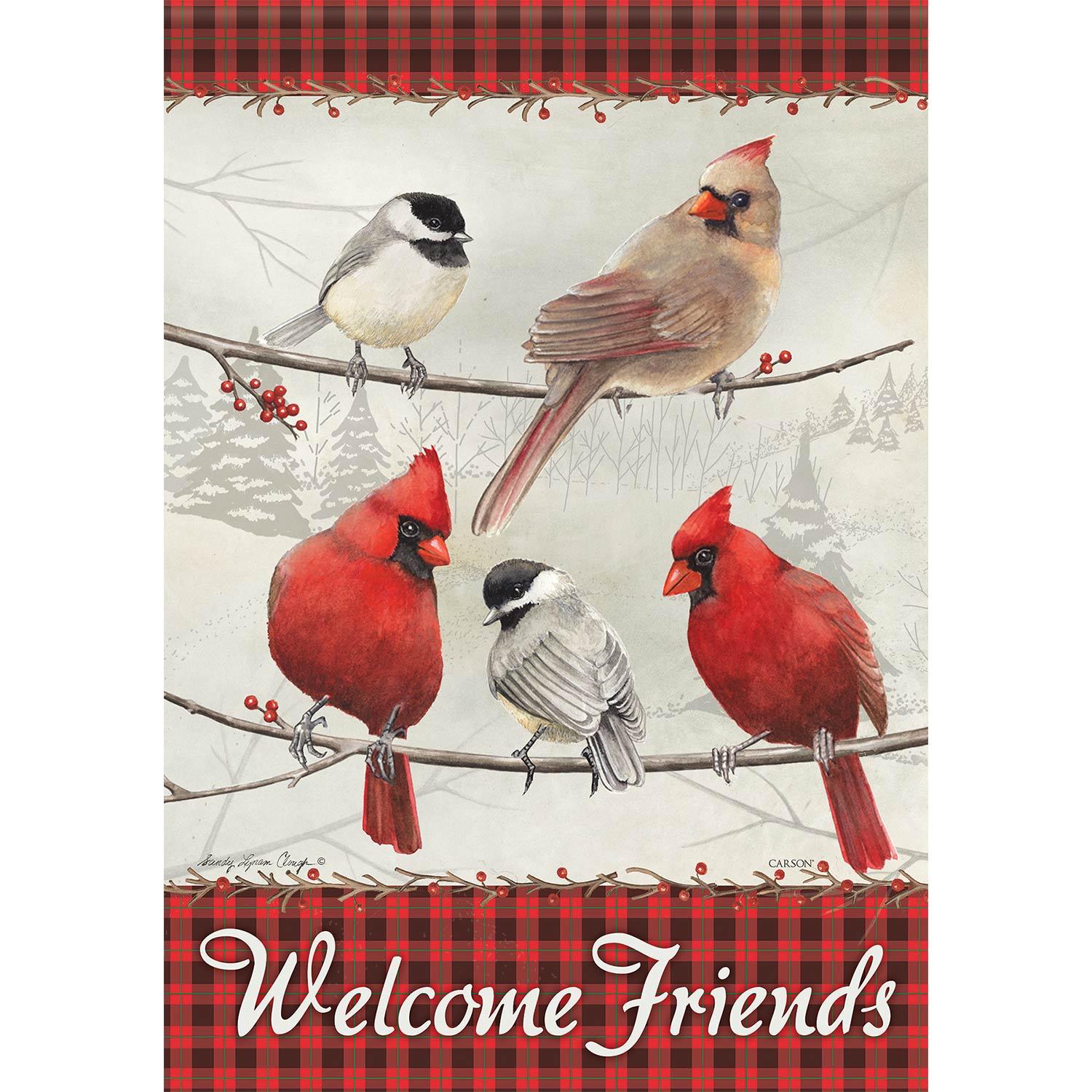 Drapeau de jardin « Bienvenue amis » (ang)