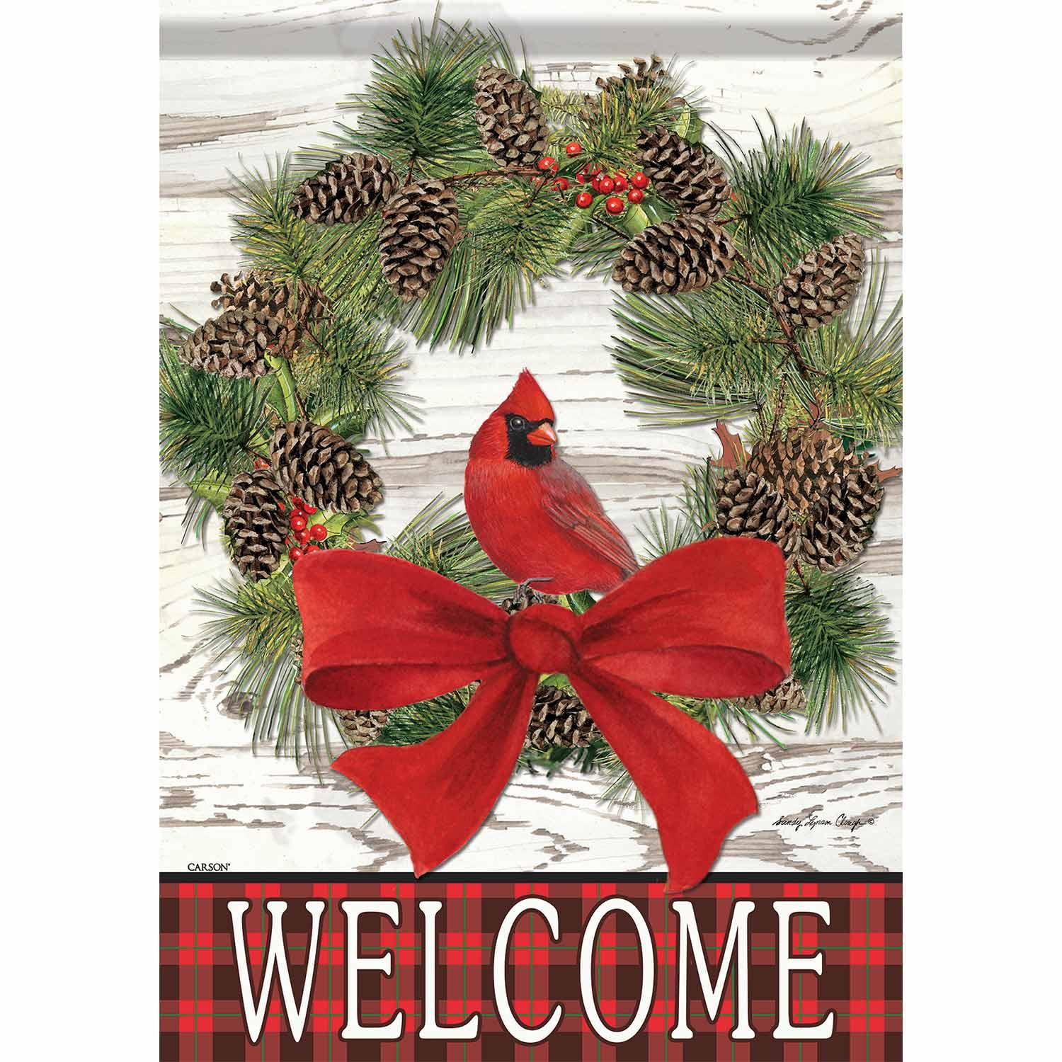 Drapeau jardin Couronne cocottes cardinaux Bienvenue (ang)