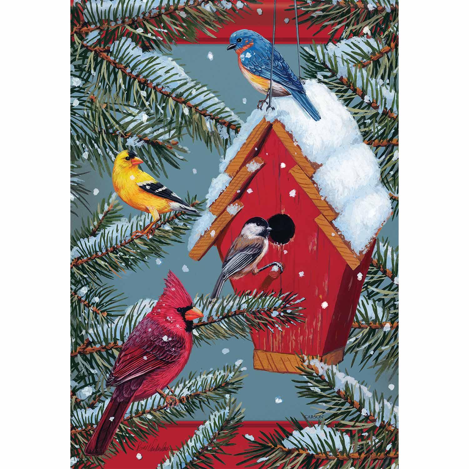 Winter Garden Flag Seasonal Songbirds