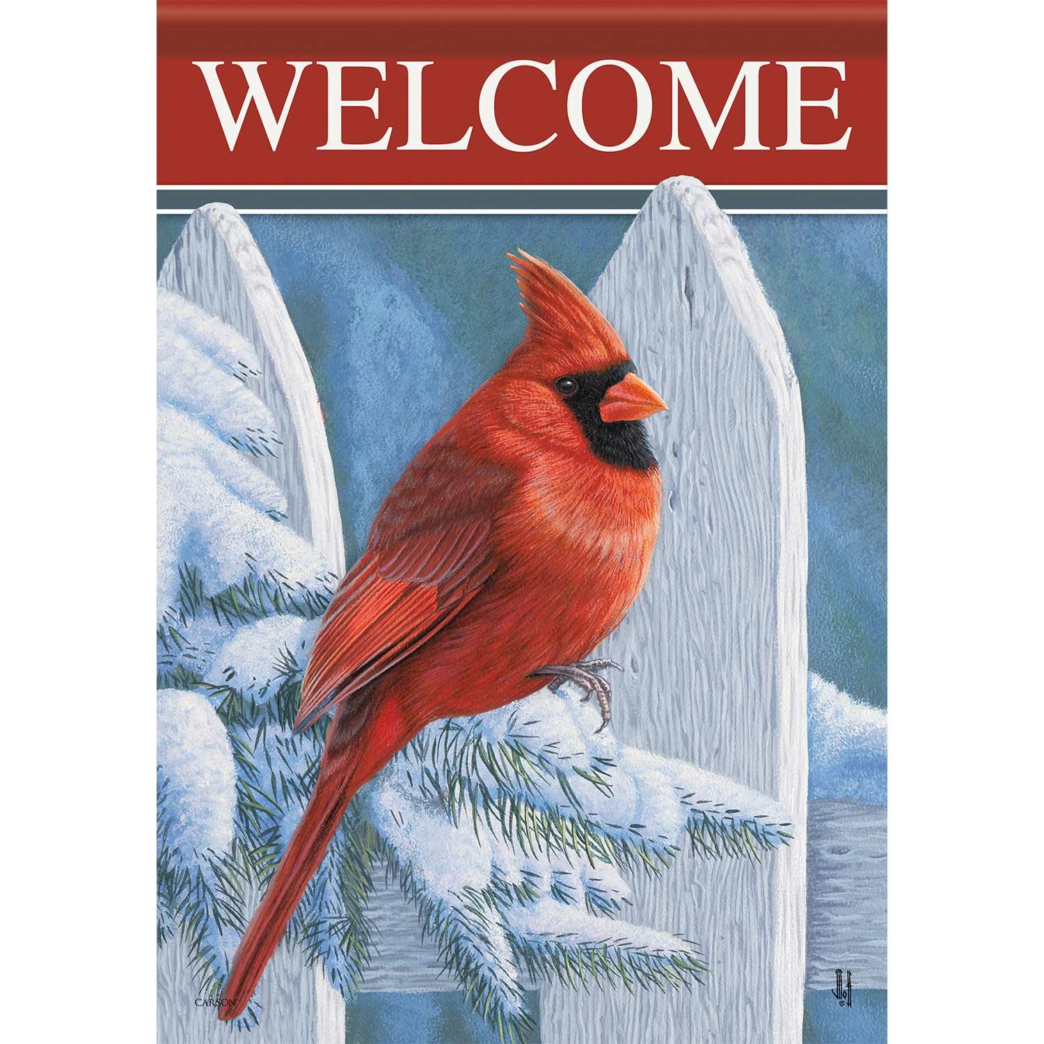 Winter Garden Flag Crimson Welcome