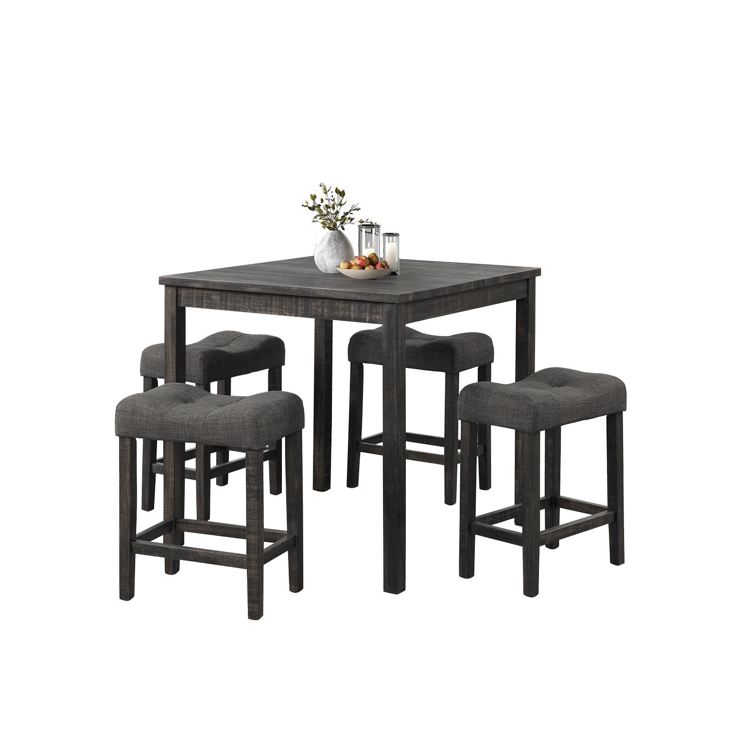 Ensemble bistro carré à tabourets rectangle chêne 5 pces
