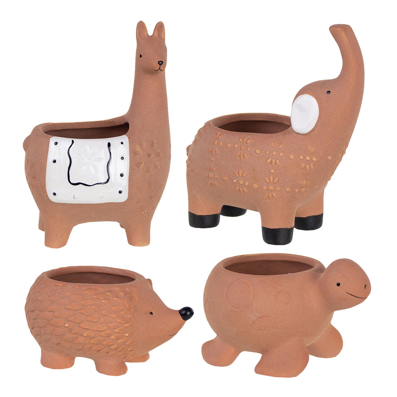 Mini-pots en terre cuite Animaux 4 assortis