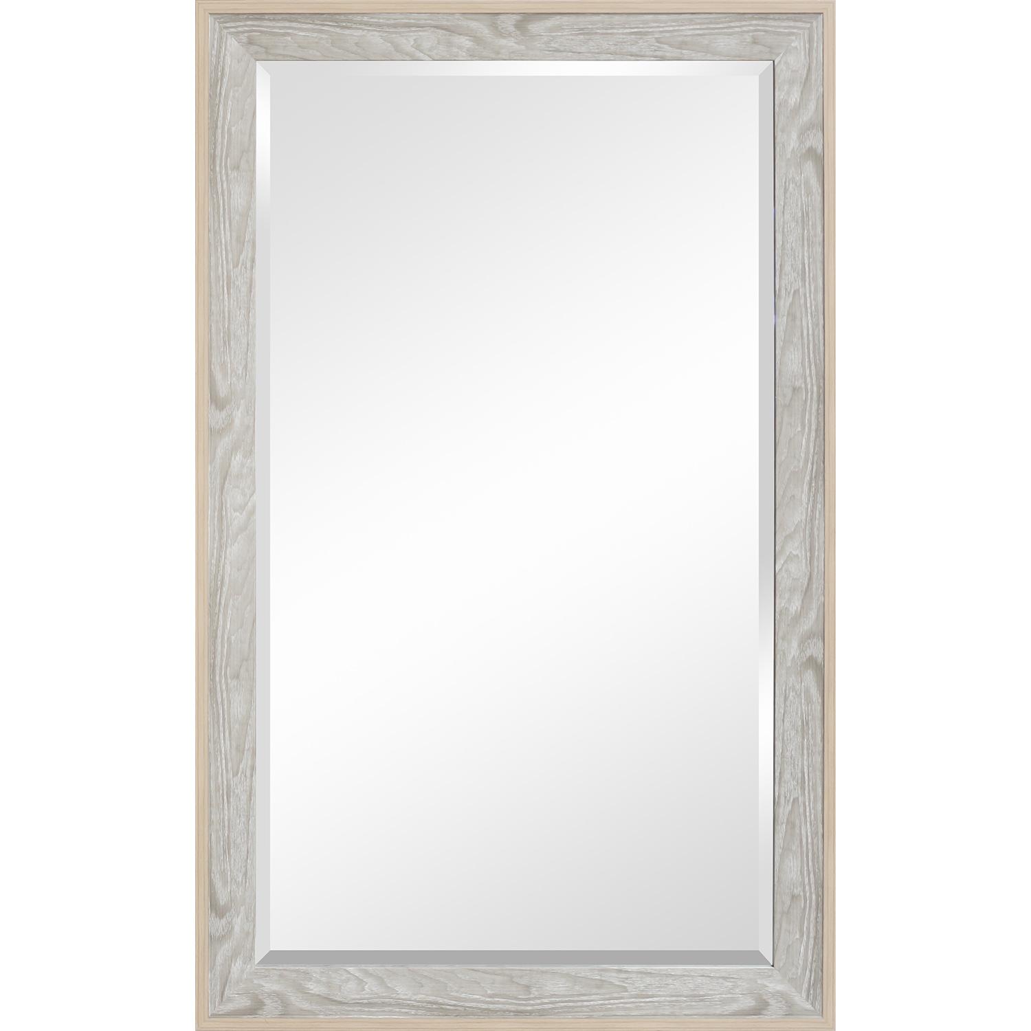 Miroir mural 30 x 48 po bois gris à bordure naturelle