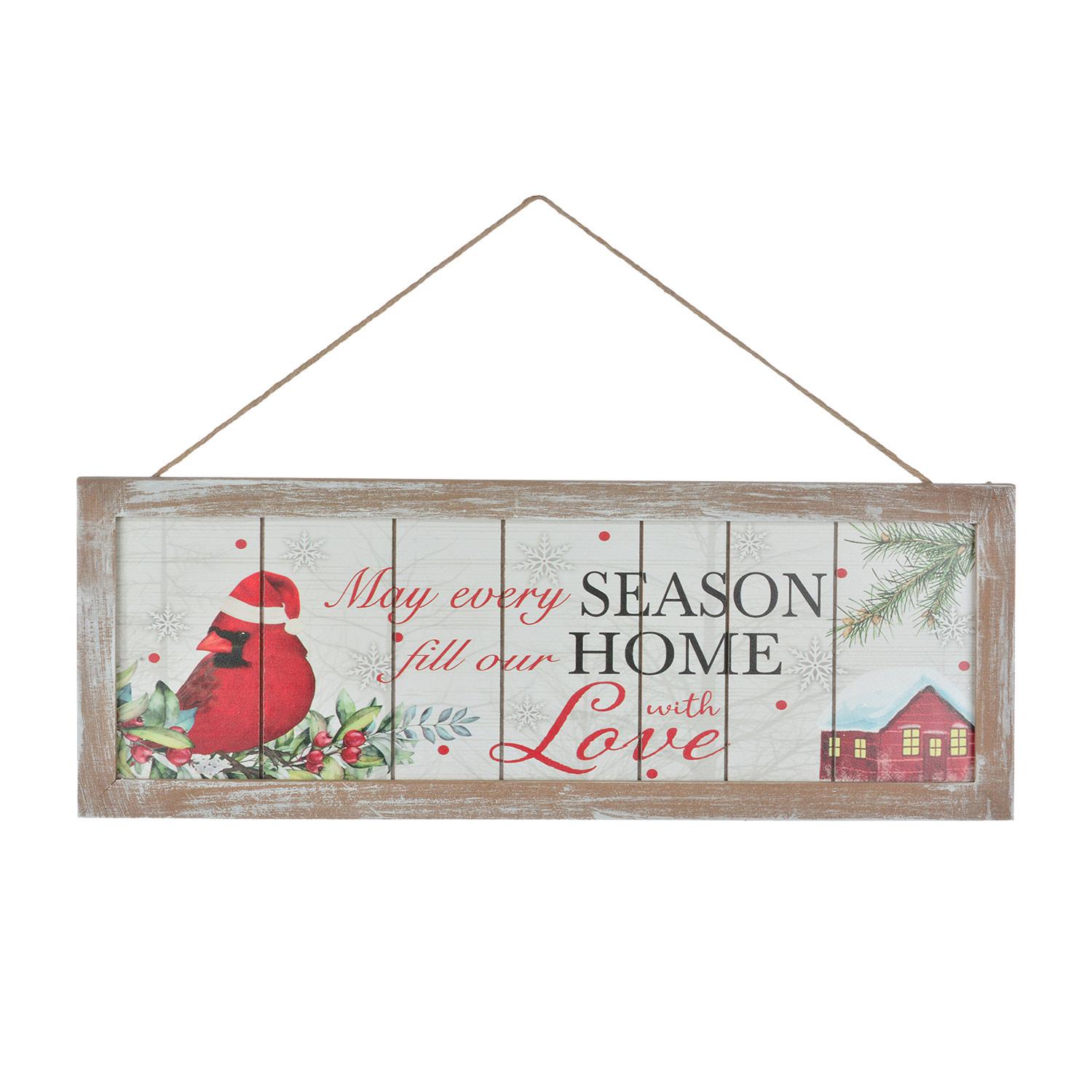 14.5" x 5" Seasonal Cardinal Framed Plaque