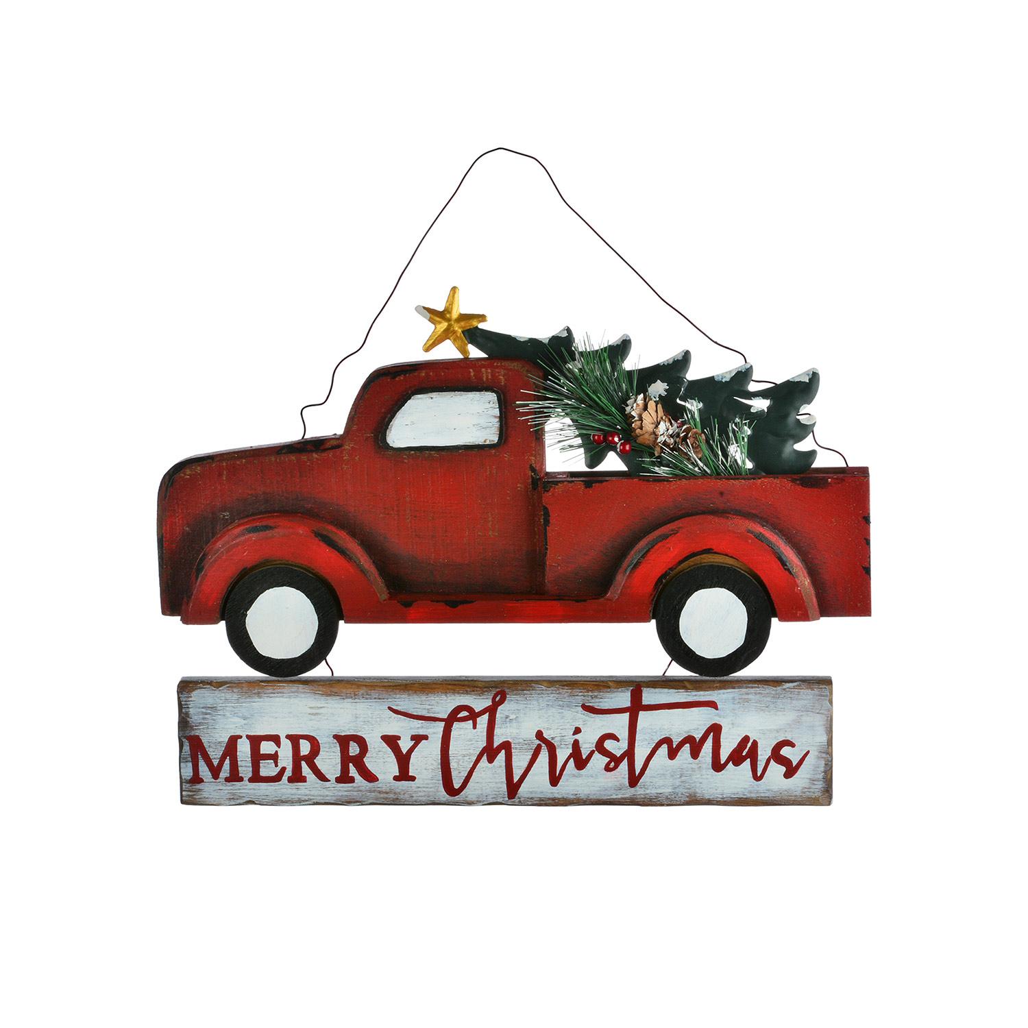 15" Merry Christmas Truck Plaque