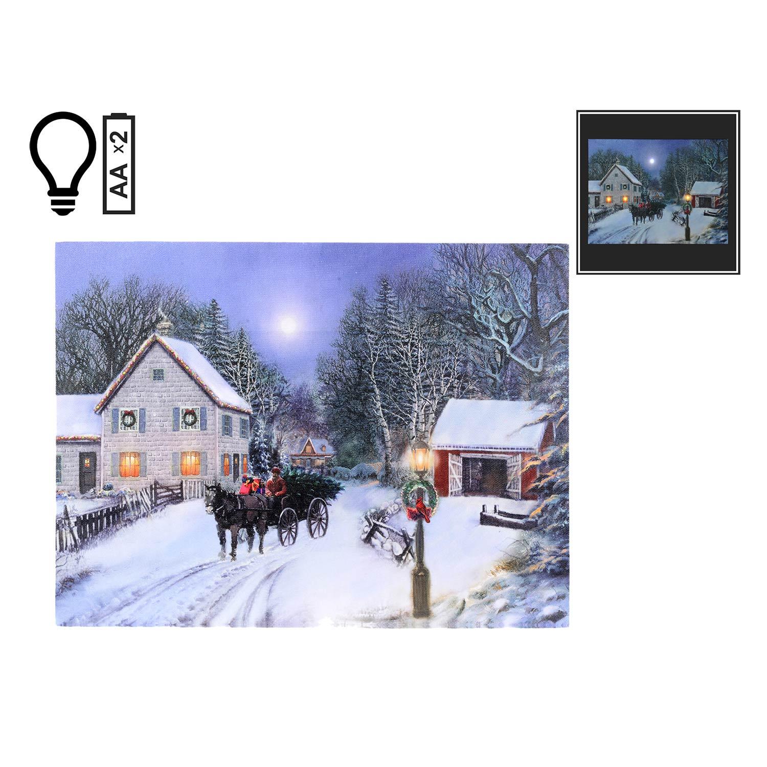 16" x 12" Winter Carriage LED Canvas