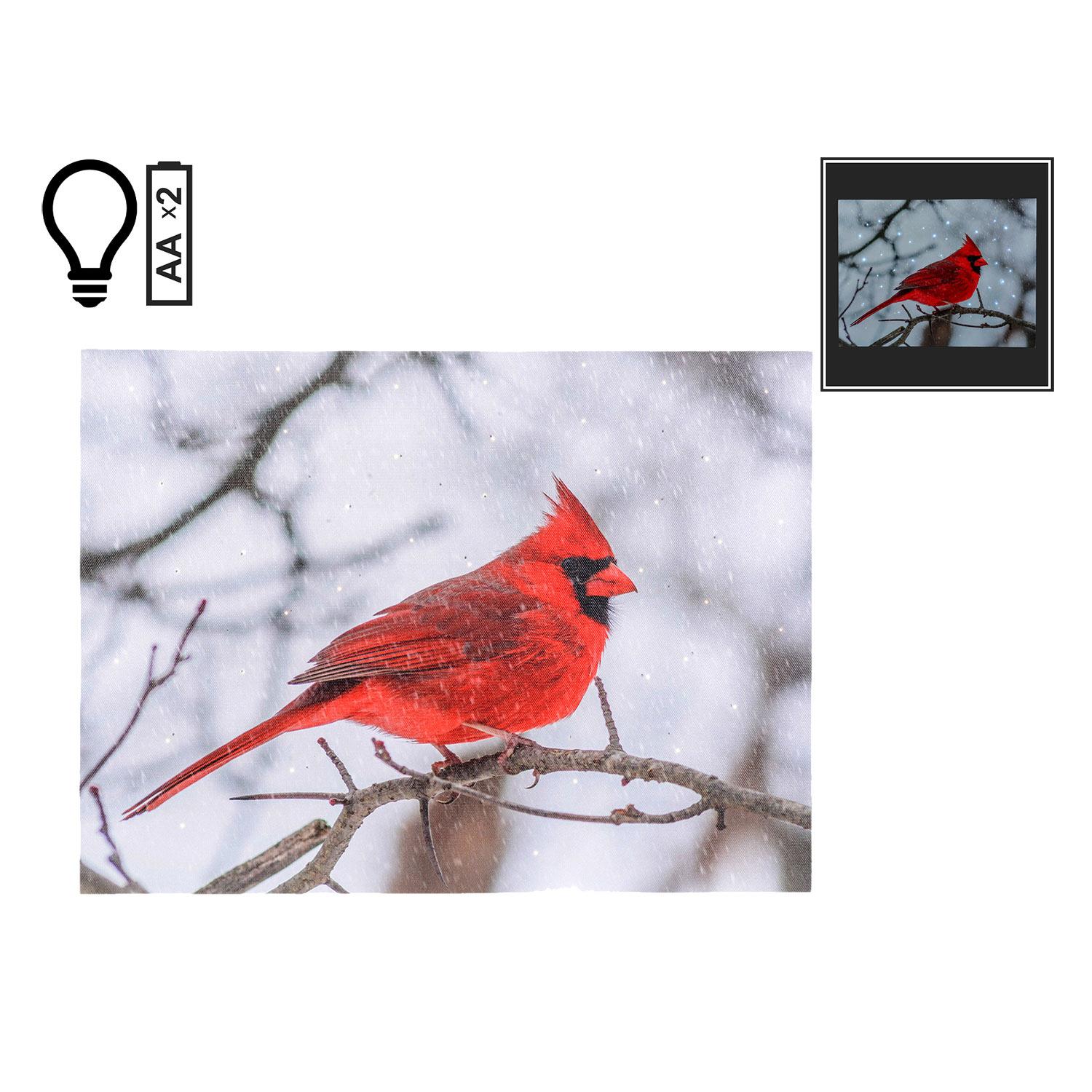 16" x 12" Winter Cardinal on Branch LED Canvas