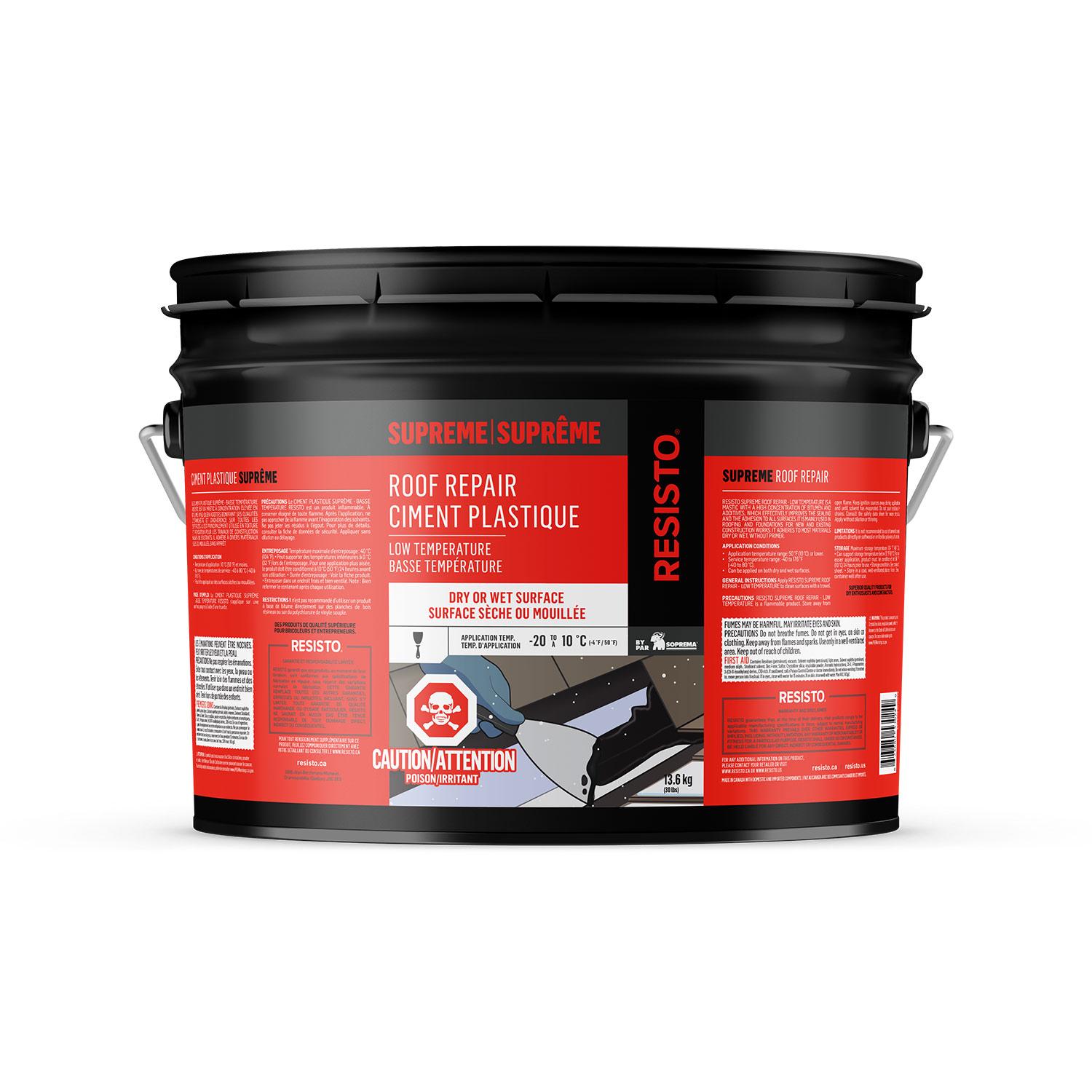 Ciment plastique Supreme LT de réparation de toit 13,6 kg