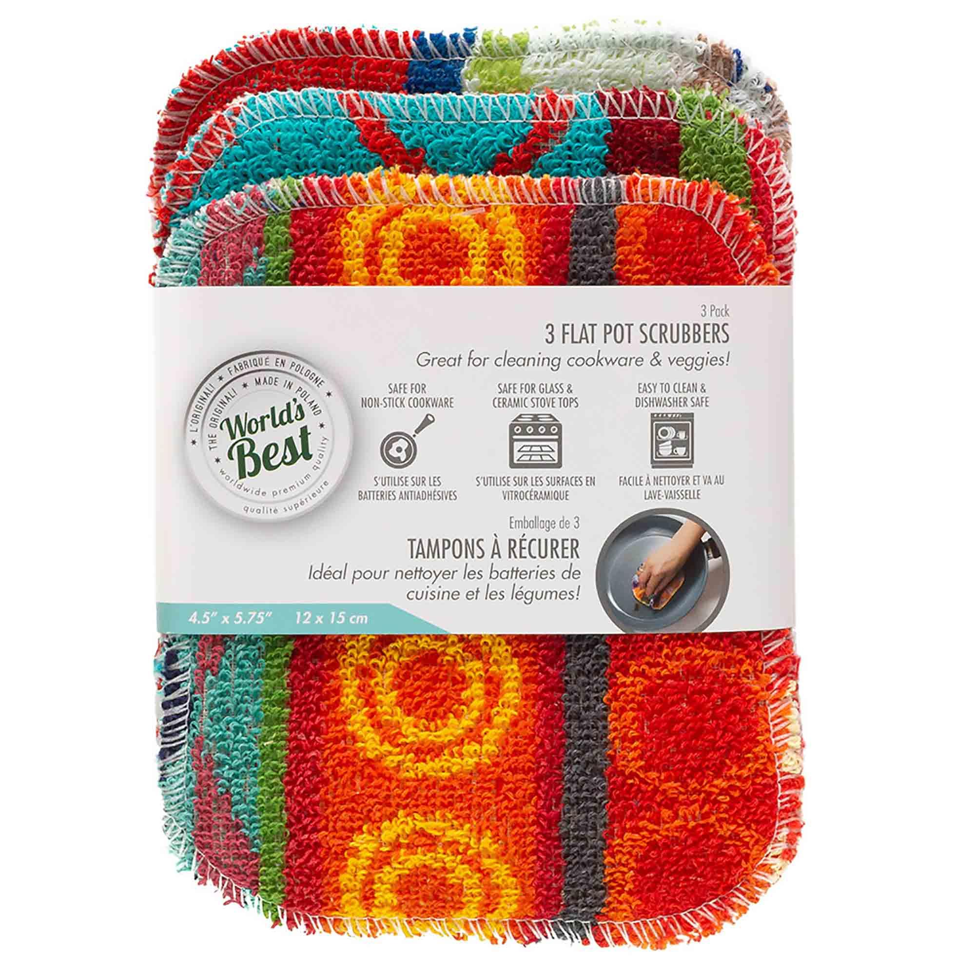 Tampons à récurer plats pour casseroles, 3/pqt