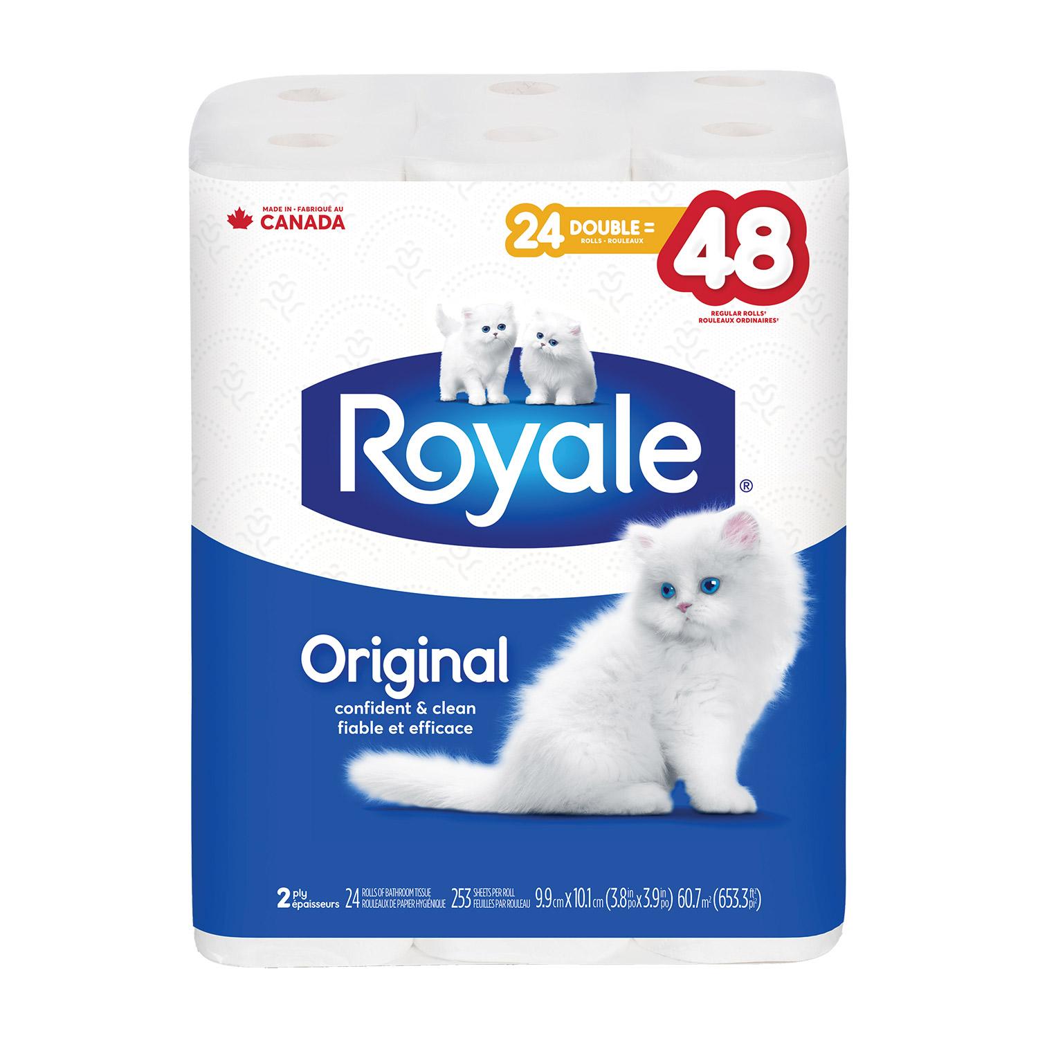 Papier hygiénique double 2 épaisseurs Royale, 24/pqt