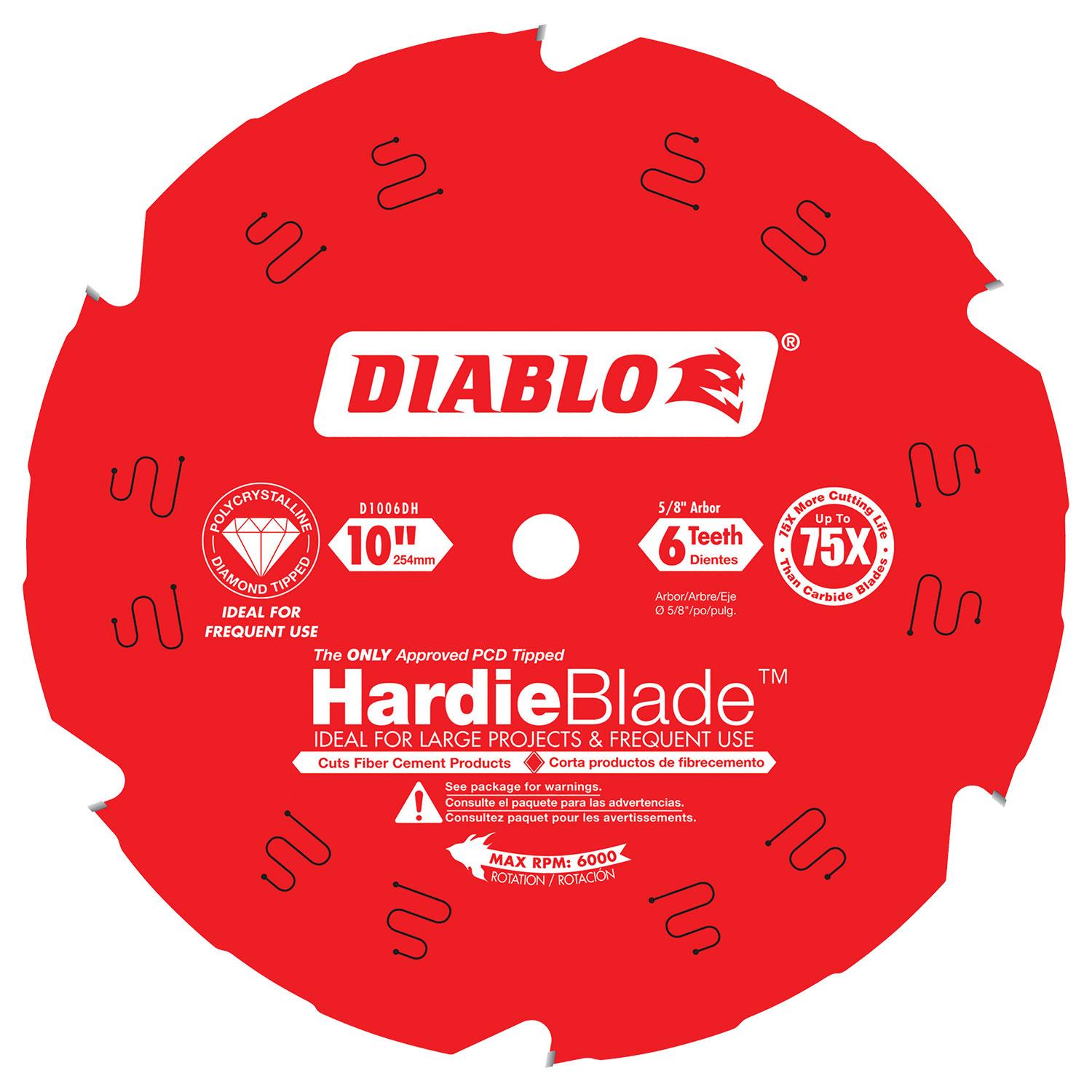10" x 6T PCD Hardie Fiber Cement Blade