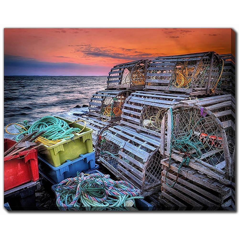 Toile Pieu au piège au crépuscule 22 x 28 po