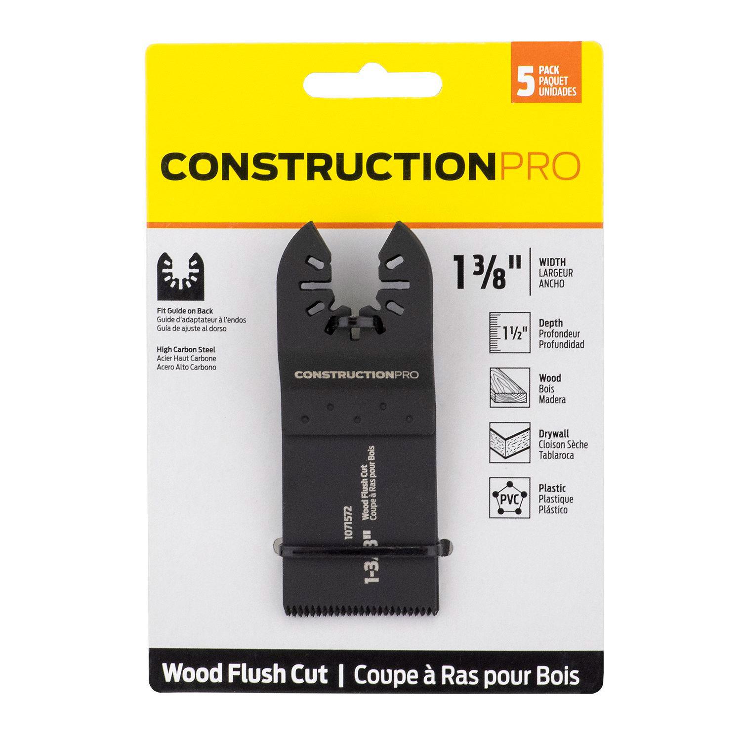 Coupe droite construction pro HCS 1 3/8 po bois 5/pqt