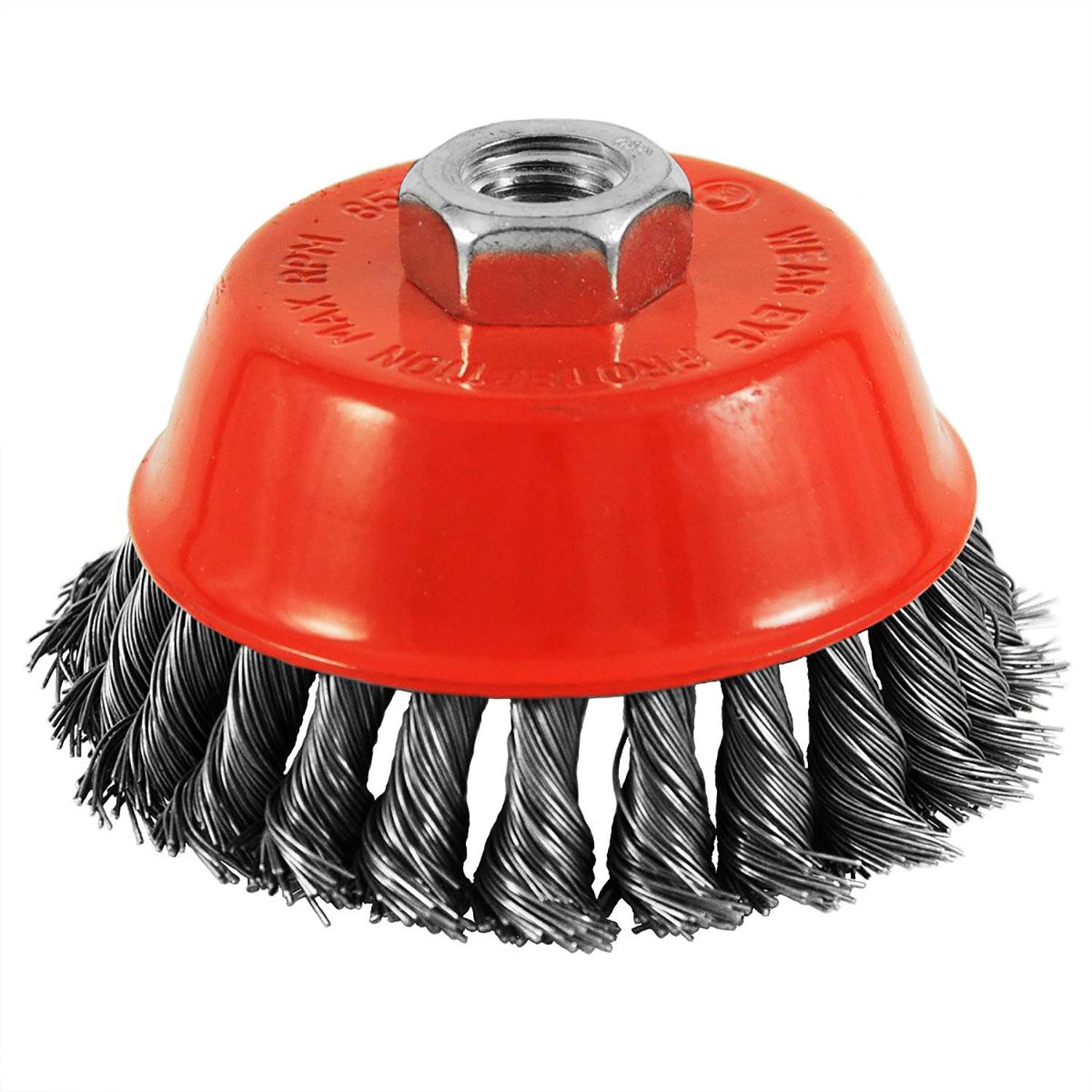 Brosse fil noué acier carbone coupelle 4 x 5/8po 11mm recycl