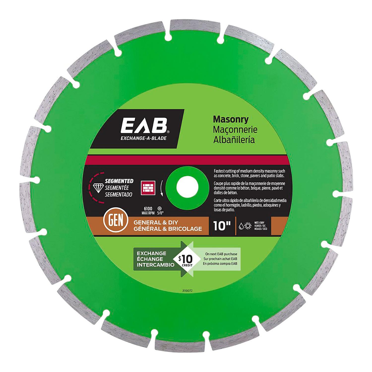 Lame segmentée en diamant 10 po, échangeable vert