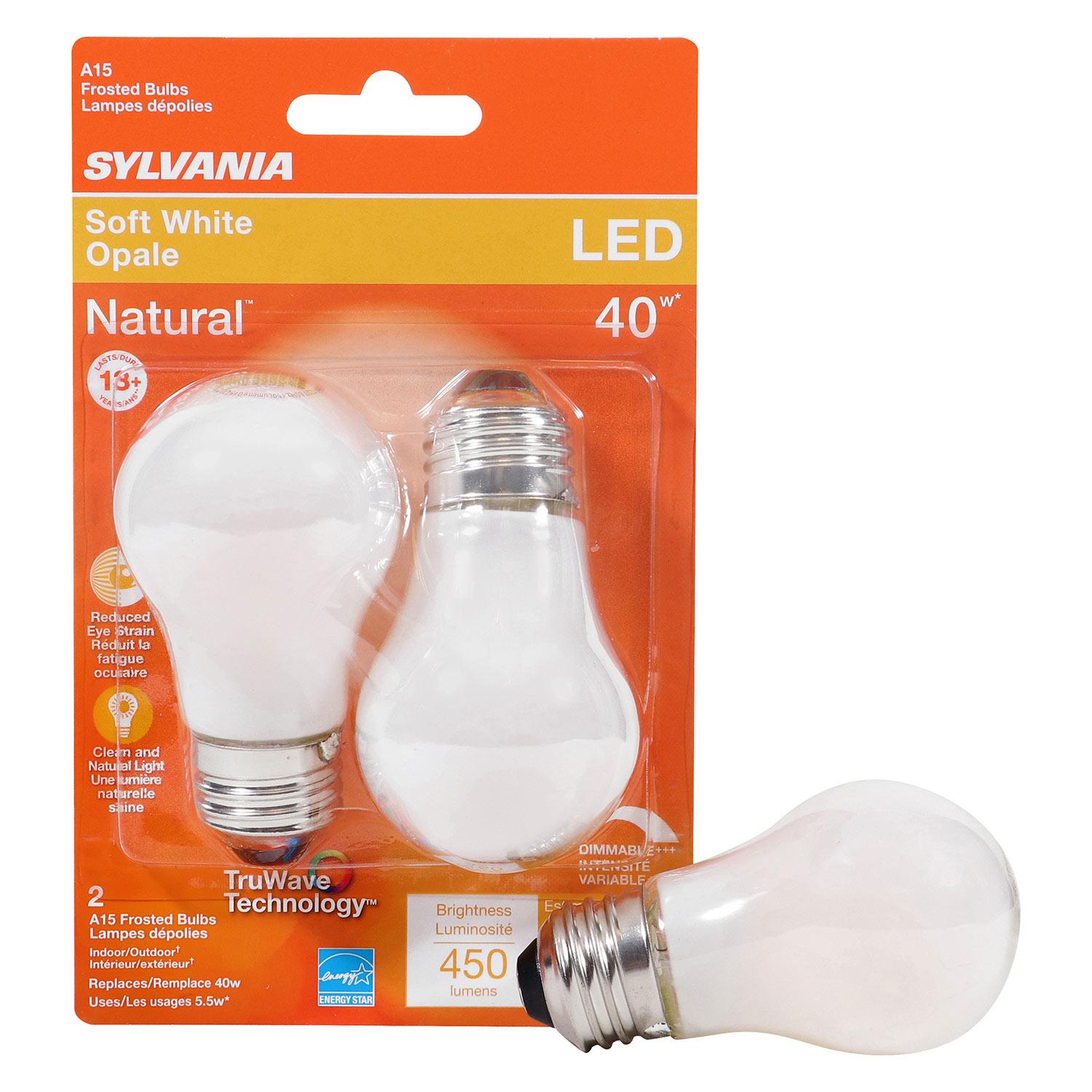 A15 5.5W 2700K Dimmable TruWave Frosted LED Bulb-2/Pack