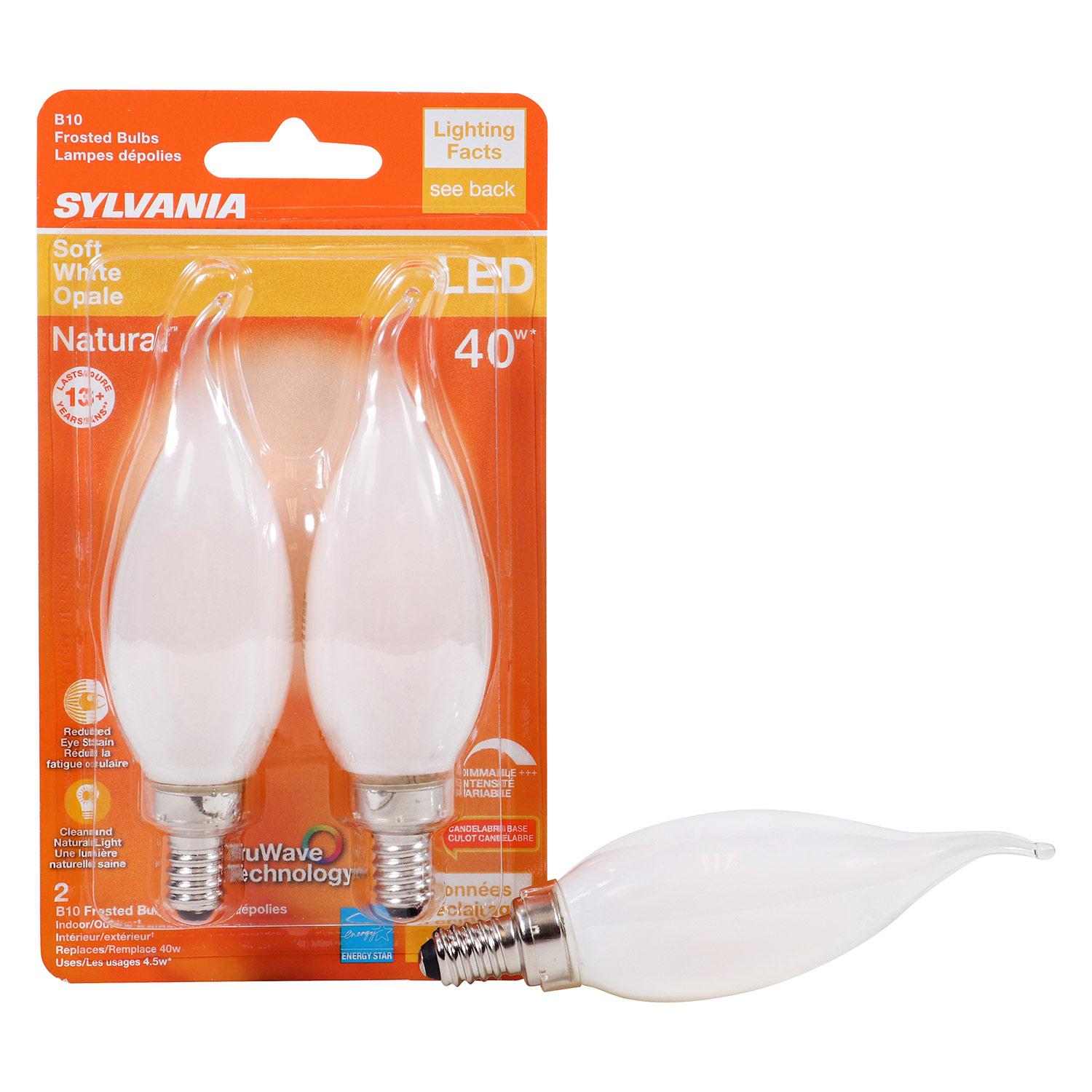 Ampoule DEL B10 culot candélabre intensité varia 4,5 W 2/pqt