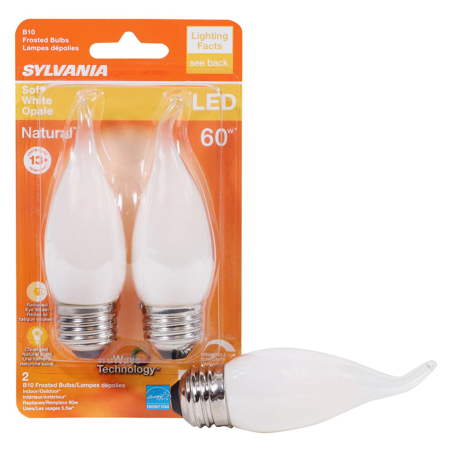 B10 5.5W Medium Base 2700K TruWave Frosted LED Bulb-2/Pack