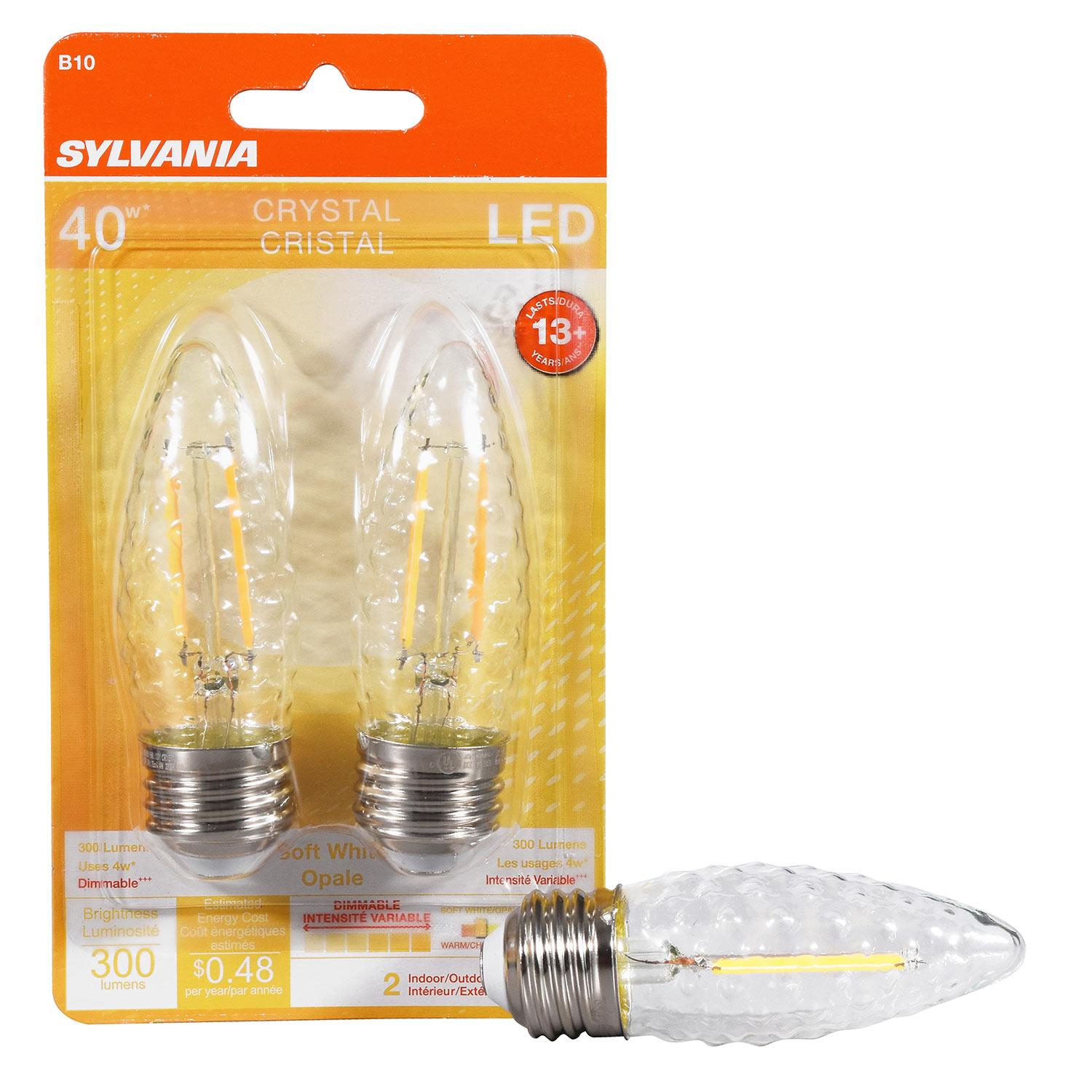 Ampoule DEL B10 culot moyen intensité variable 4 W, 2/pqt