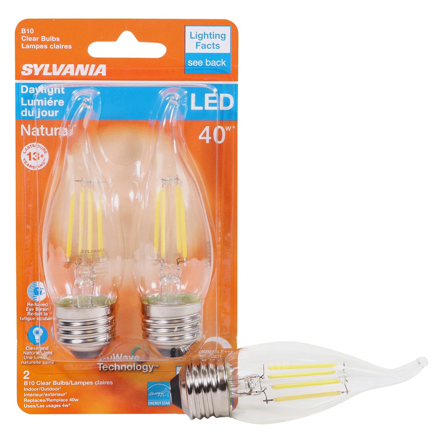 B10 4W Medium Base 5000K Dimmable TruWave LED Bulb-2/Pack