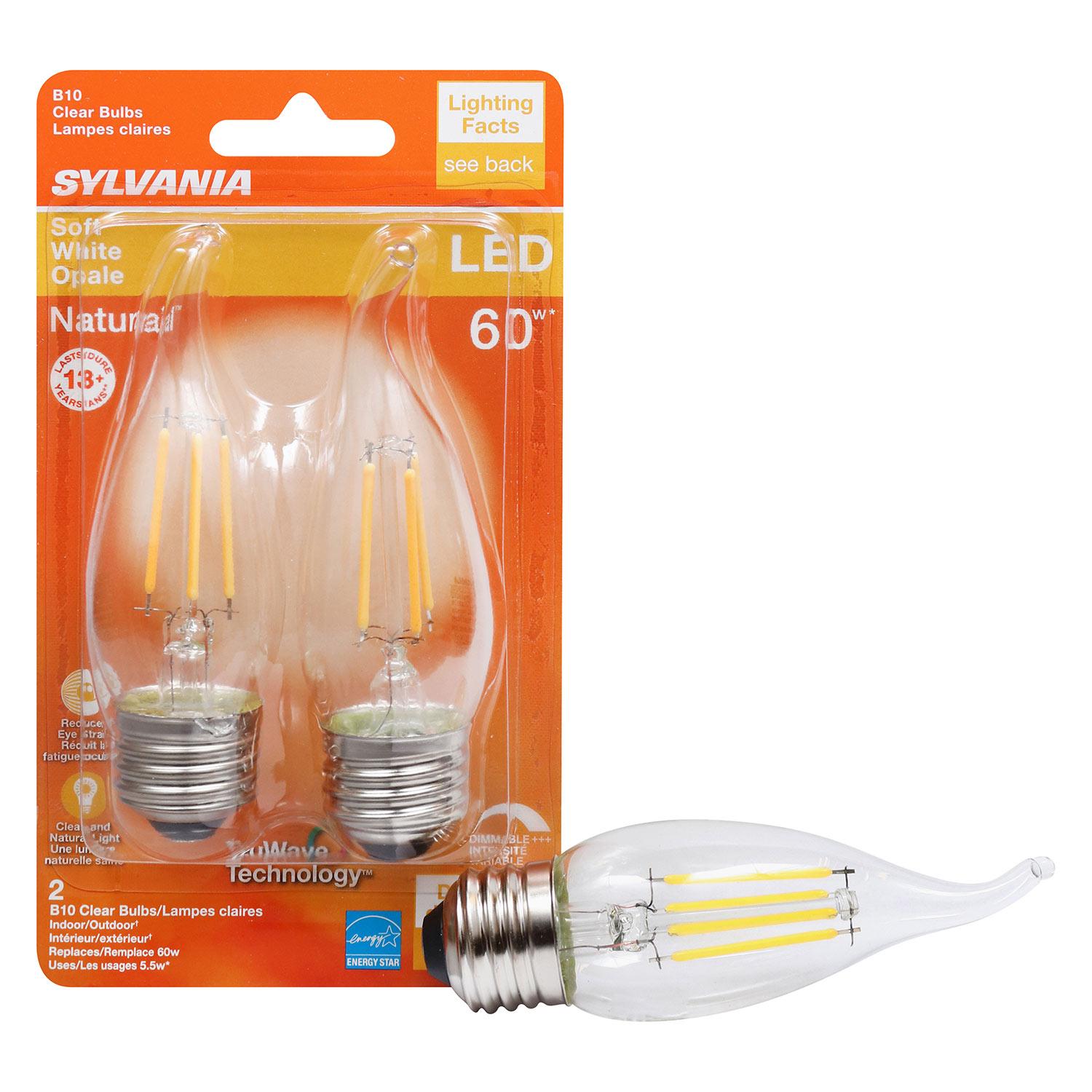 B10 5.5W Medium Base 2700K Dimmable TruWave LED Bulb-2/Pack