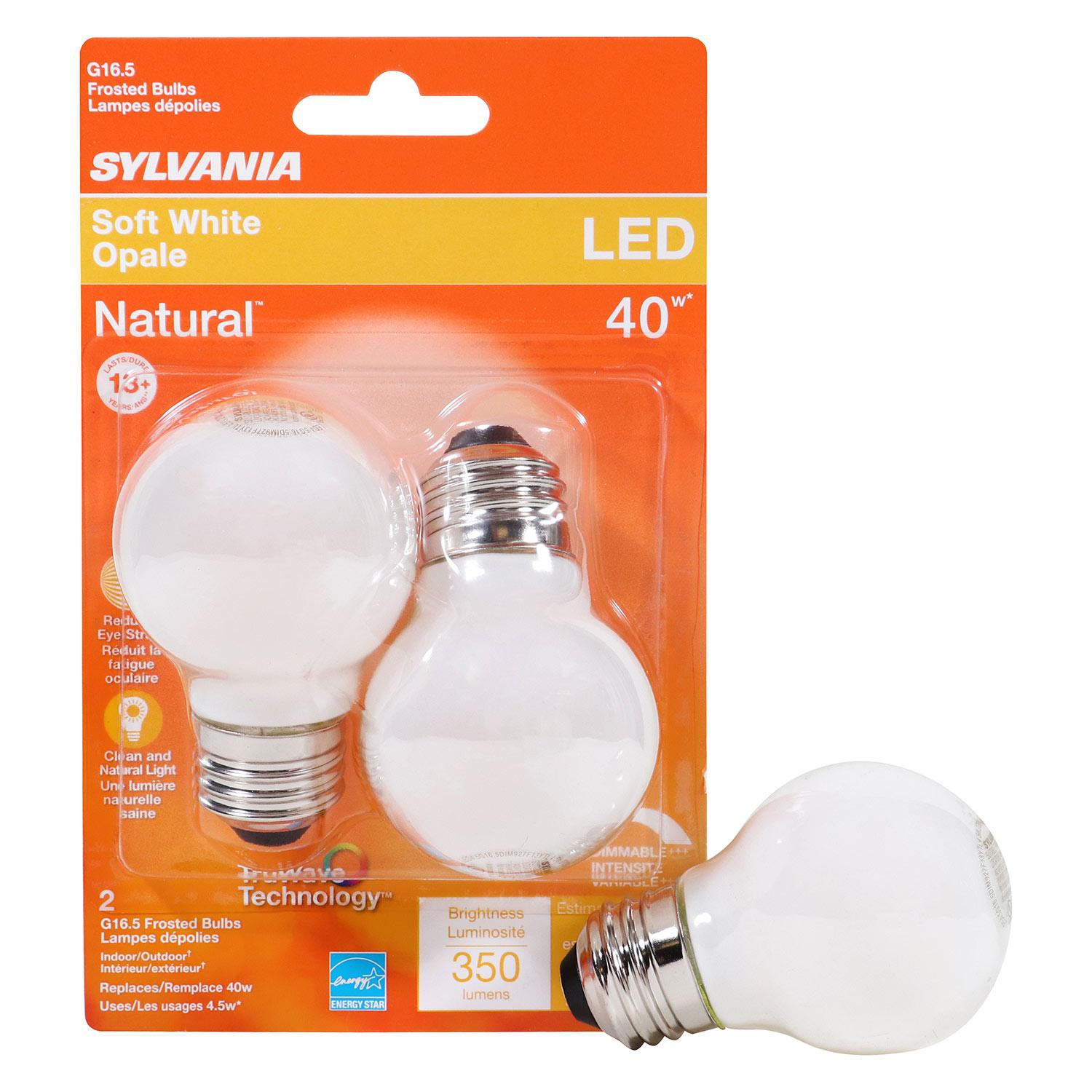 G16.5 4.5W Medium Base 2700K TruWave Frosted LED Bulb-2/Pack