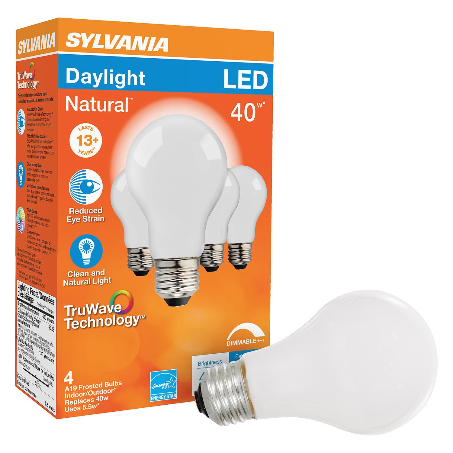 Ampoule DEL A19 culot moyen intensité variable 5,5 W, 4/pqt