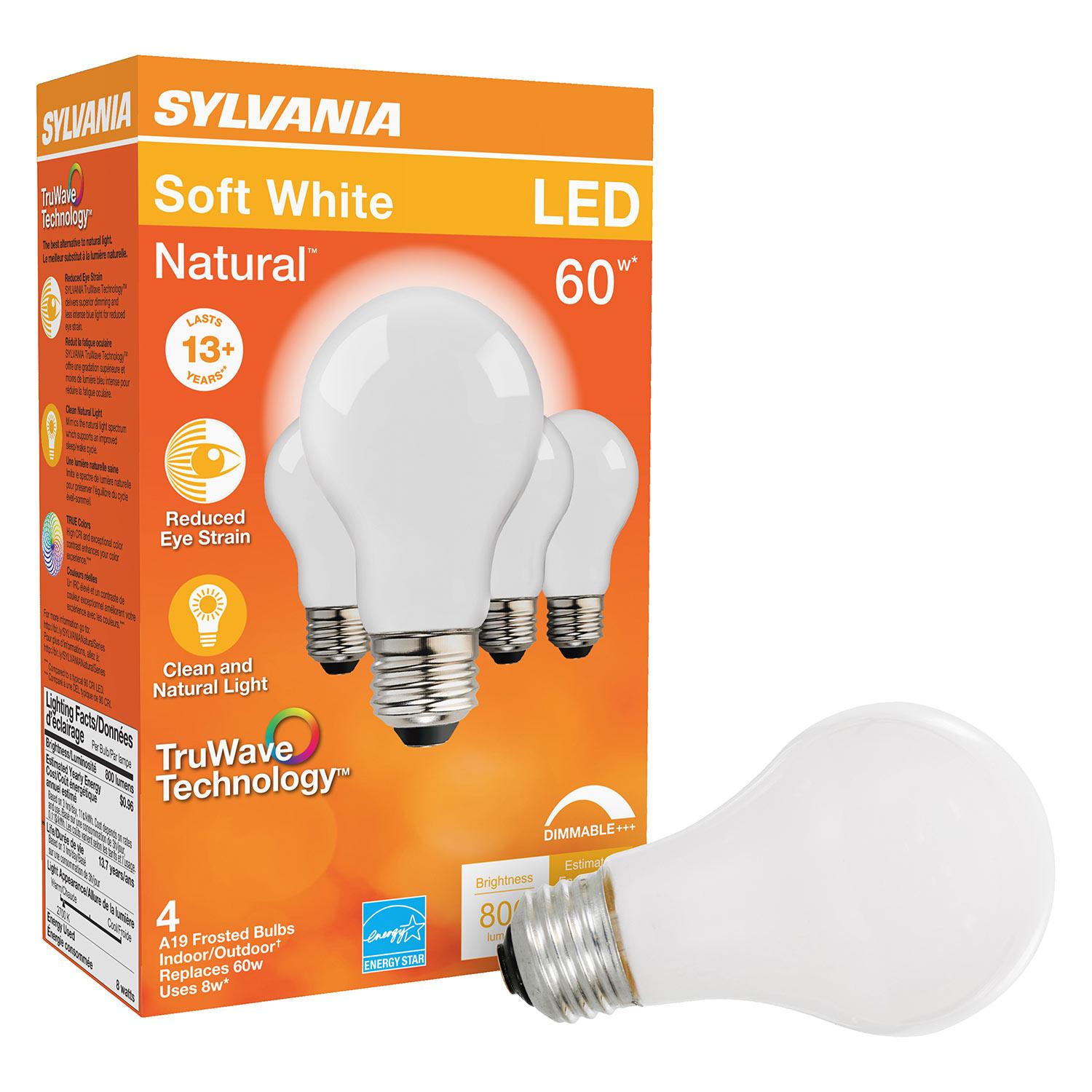 A19 8W 2700K Dimmable TruWave Frosted LED Bulb-4/Pack