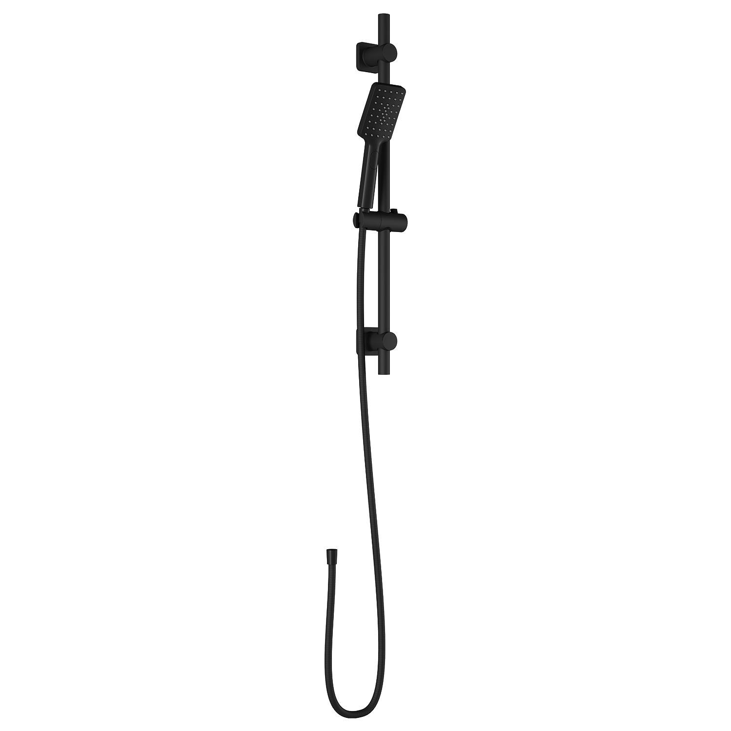 Douchette carrée Sobrio, barre mur. tuyau métal 60 po, noir
