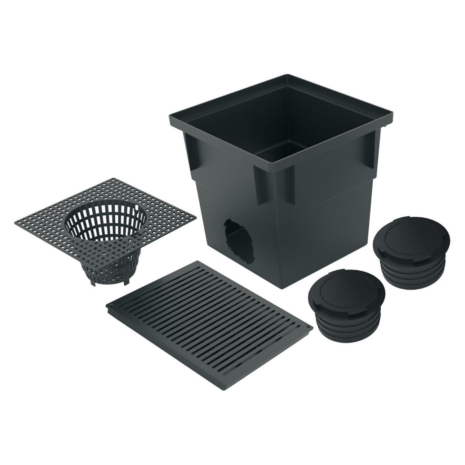 Ensemble de bassin de drainage de 13 po x 13 po, noir