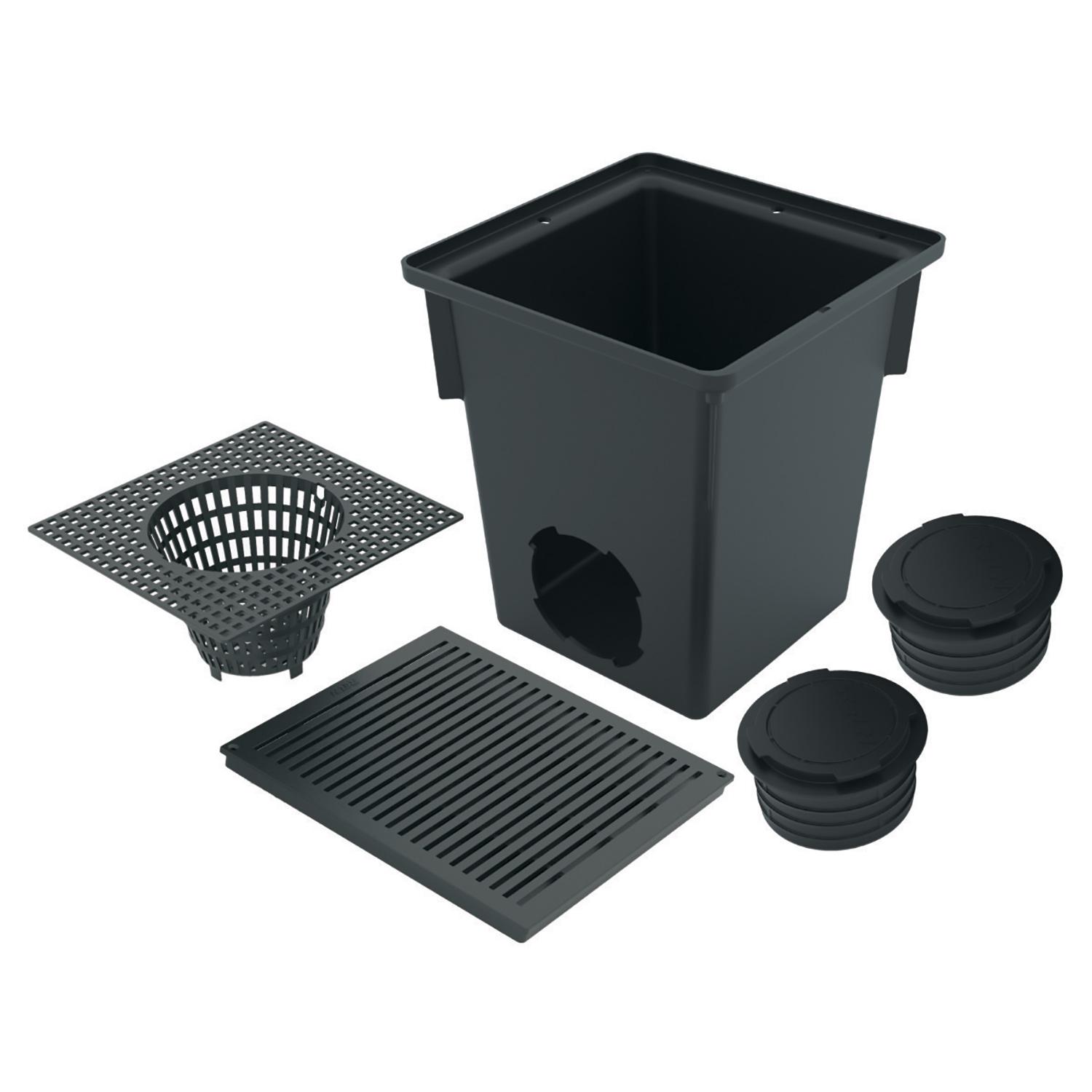 Ensemble de bassin de drainage de 10 po x 10 po, noir