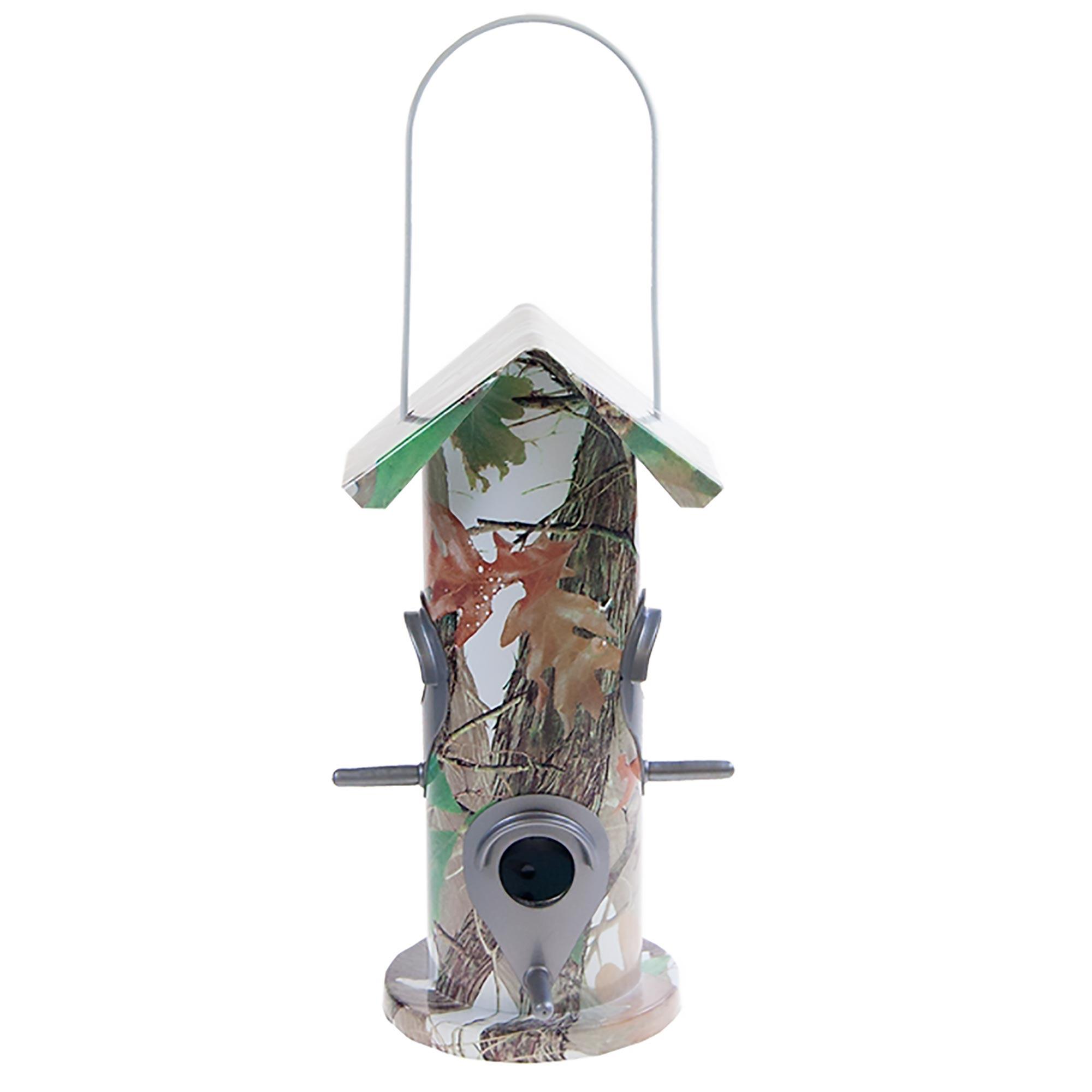 Metal Camo Bird Feeder With 4 Ports