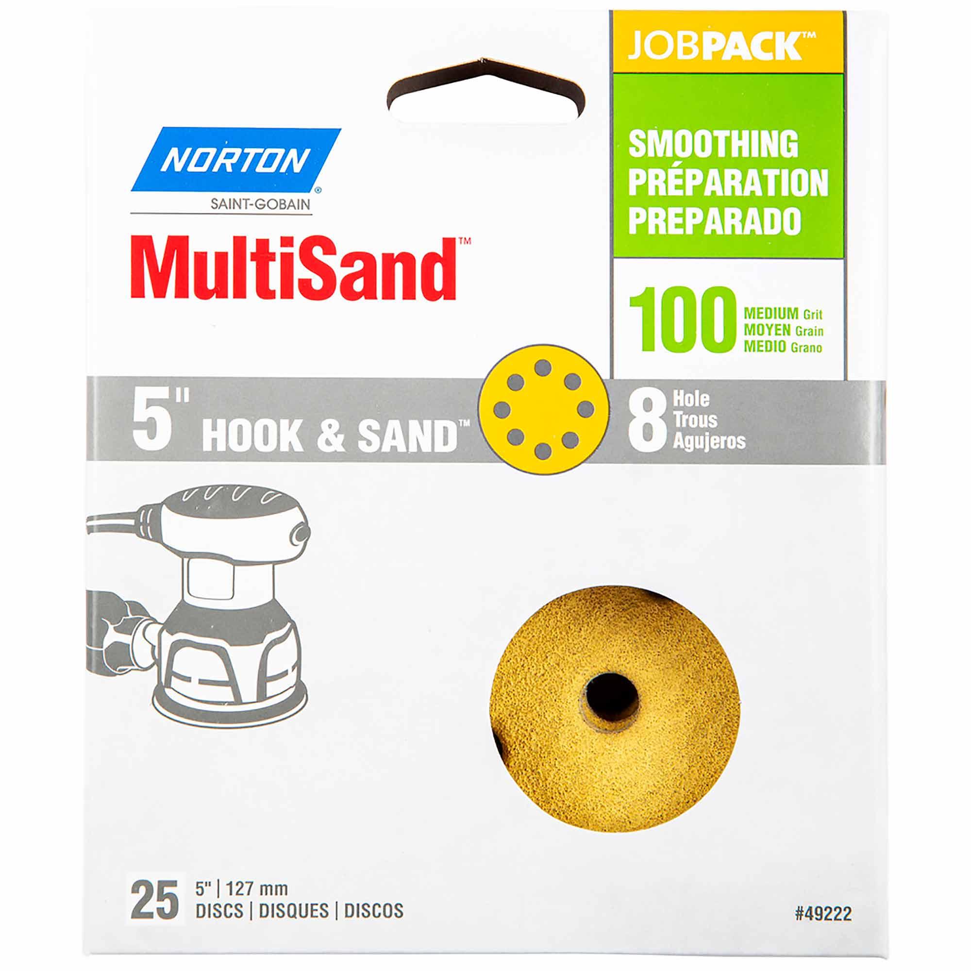 5" 8 Hole Norton Hook And Sand Disc 100 Grit-25/Pack