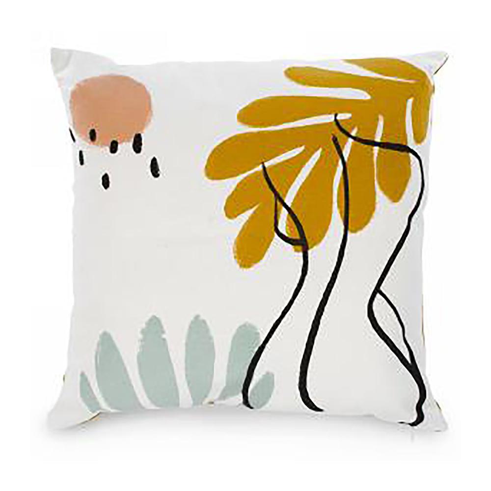 Cushion With Mustard Yellow Leaf