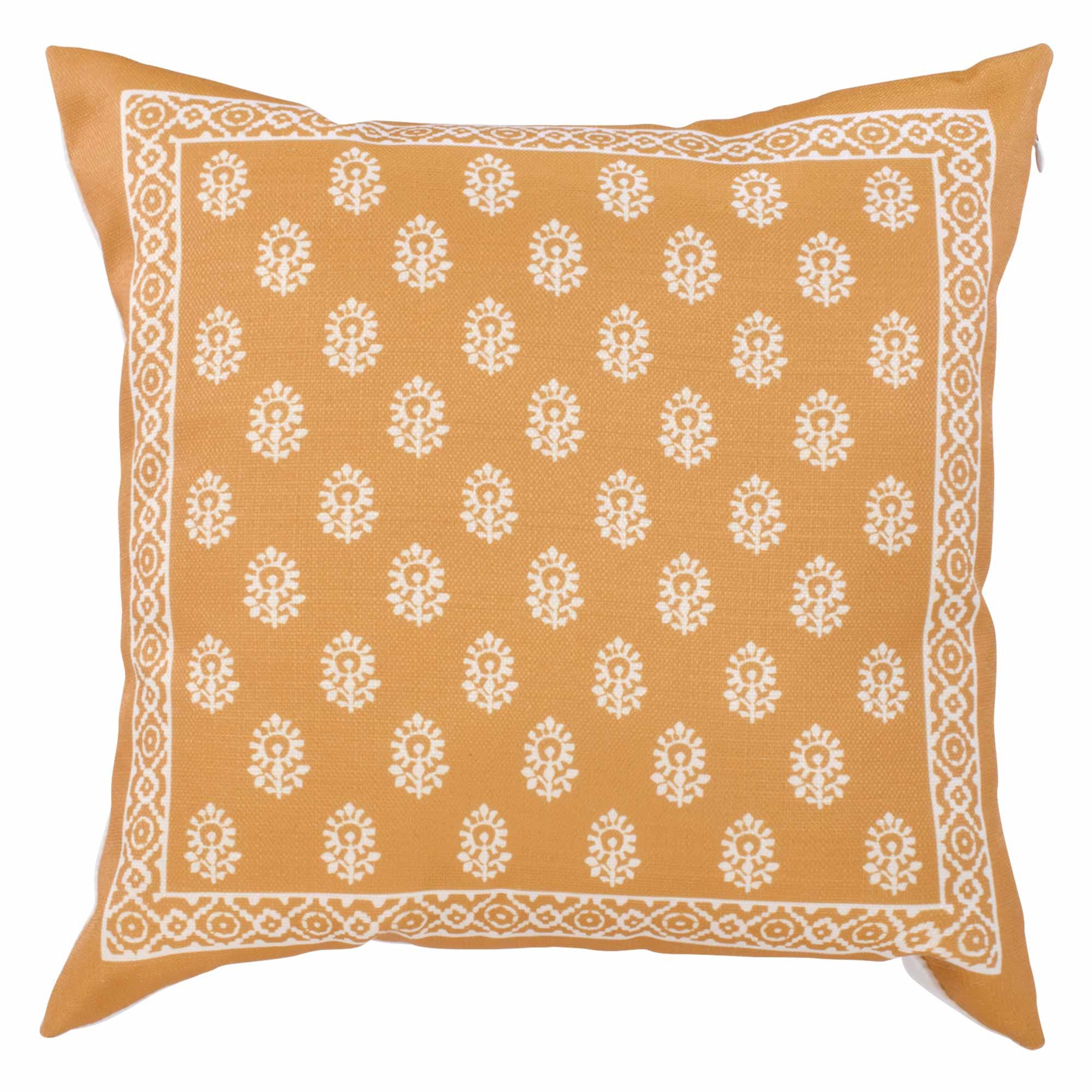 Gold Cushion With Floral Motif