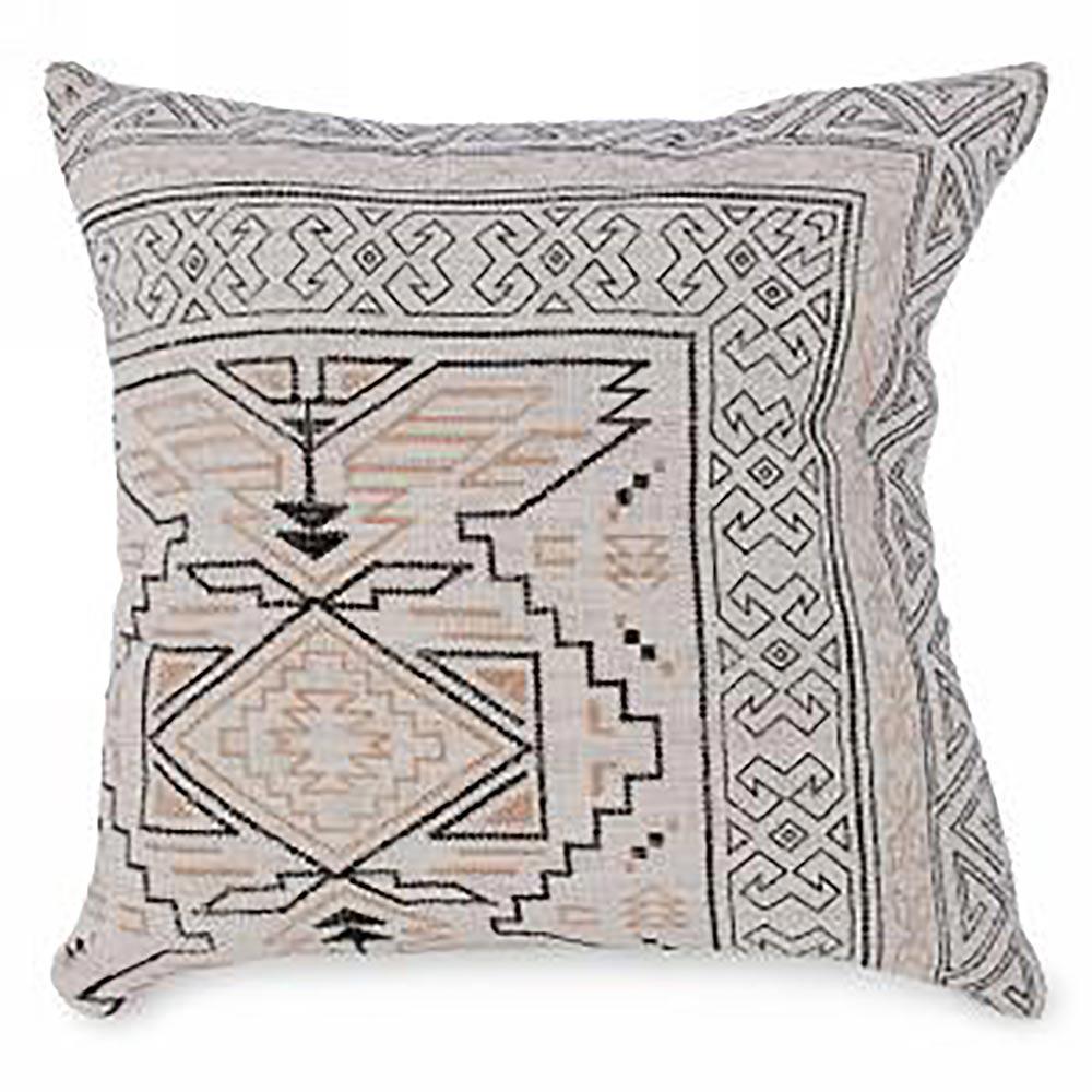 Pink And Grey Motif Cushion