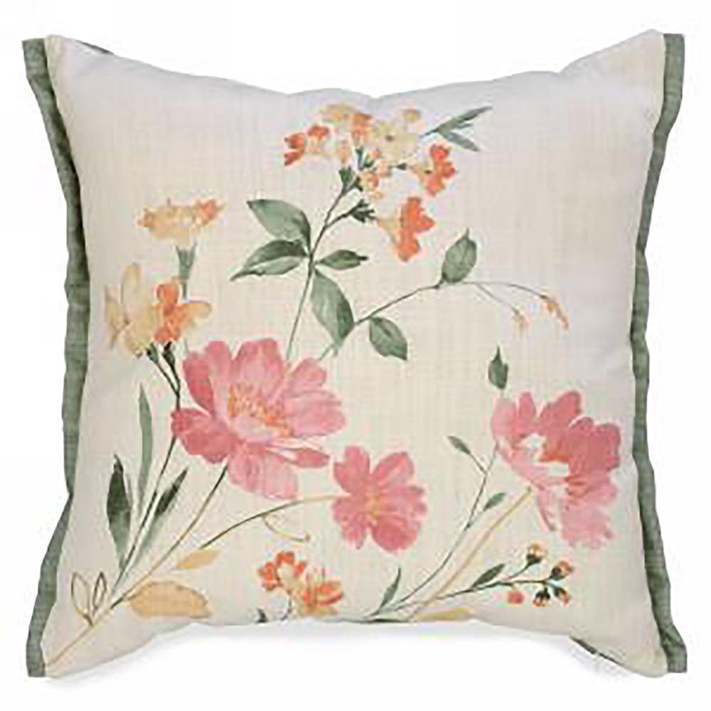 Floral Print Linen-Like Cushion