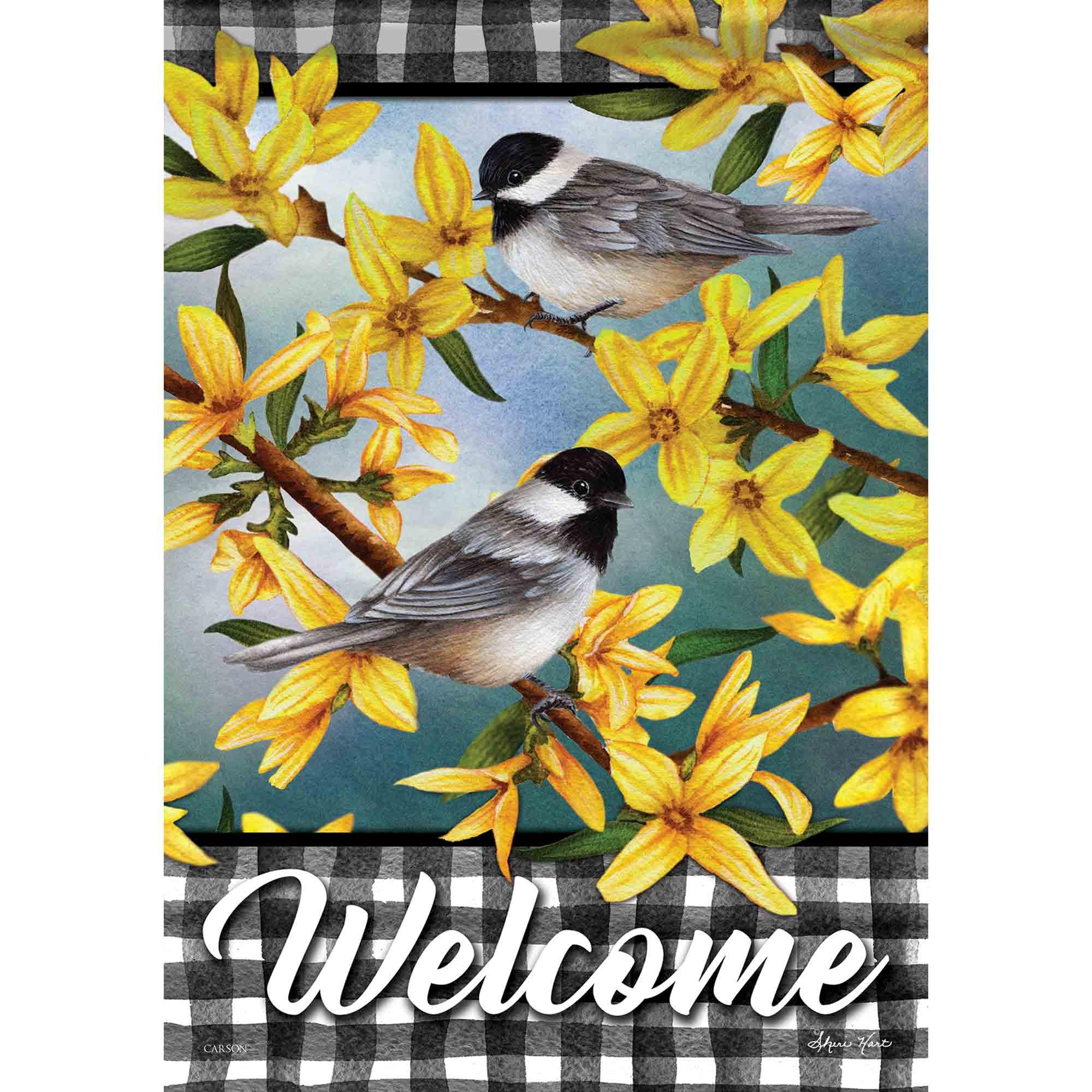 Spring Garden Flag Forsthia Welcome