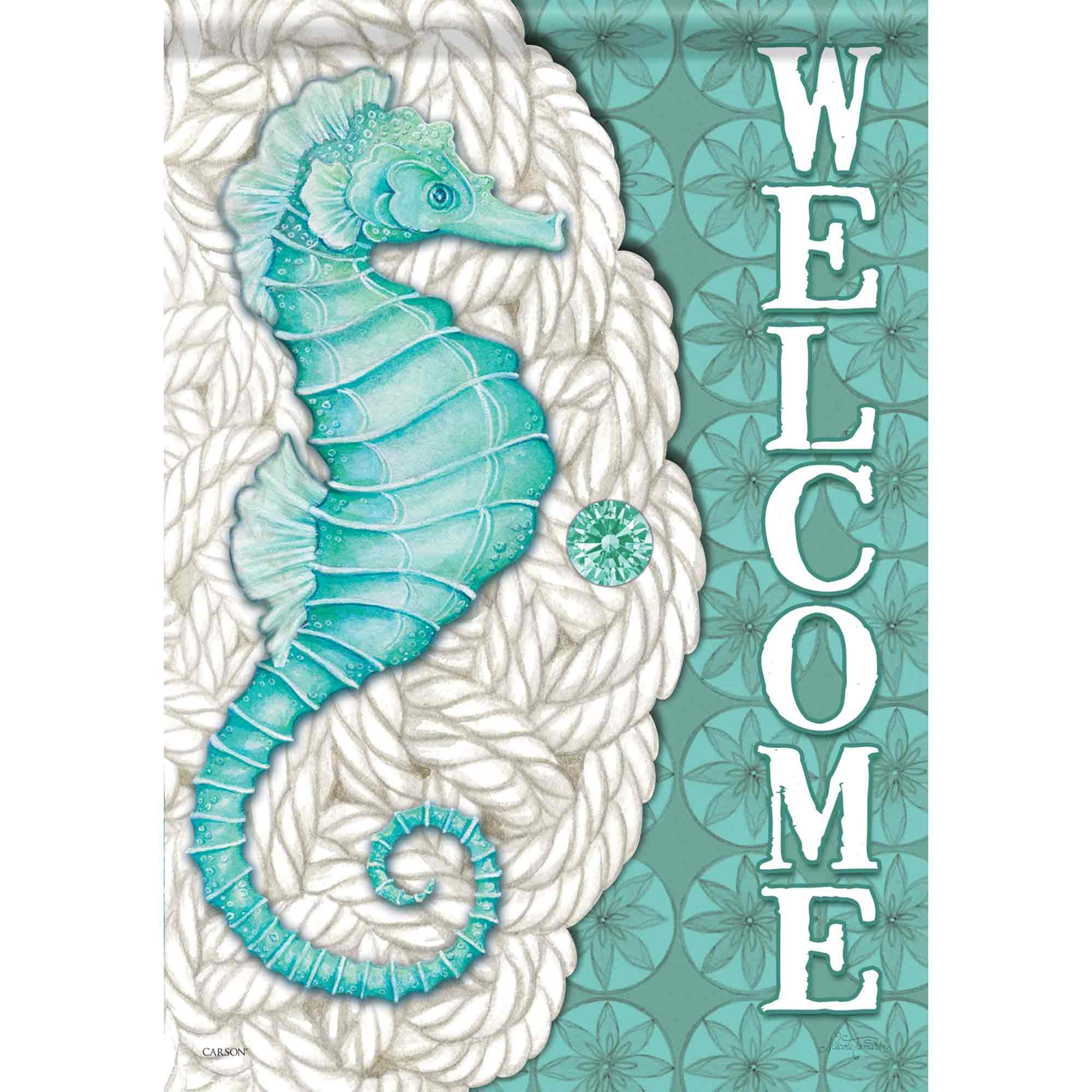 Summer Garden Flag Medallion Seahorse