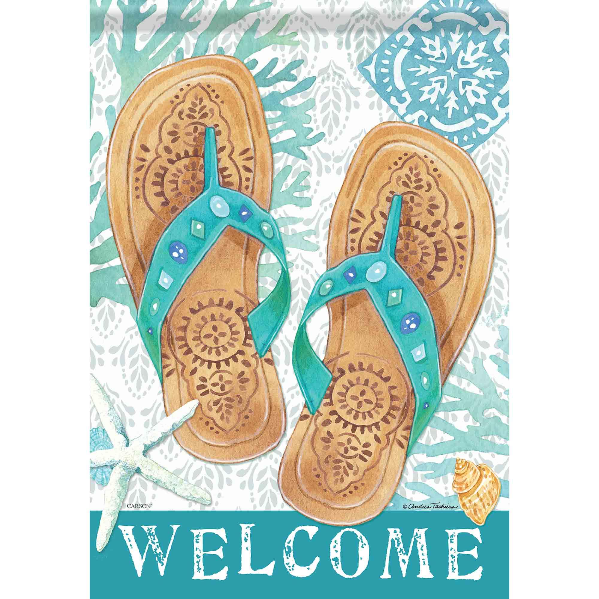 Summer Garden Flag Beachcomber Flip Flops 
