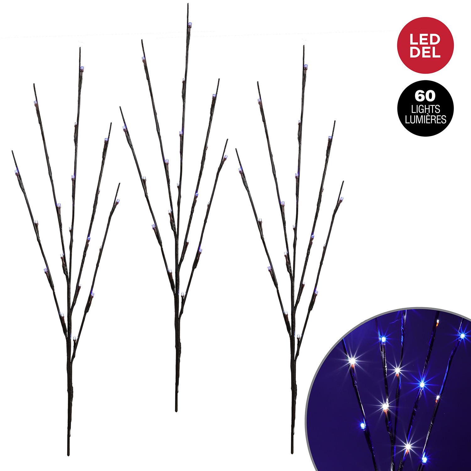 Twig Stake with Twinkle Blue &amp; Pure White LED Lights -3p