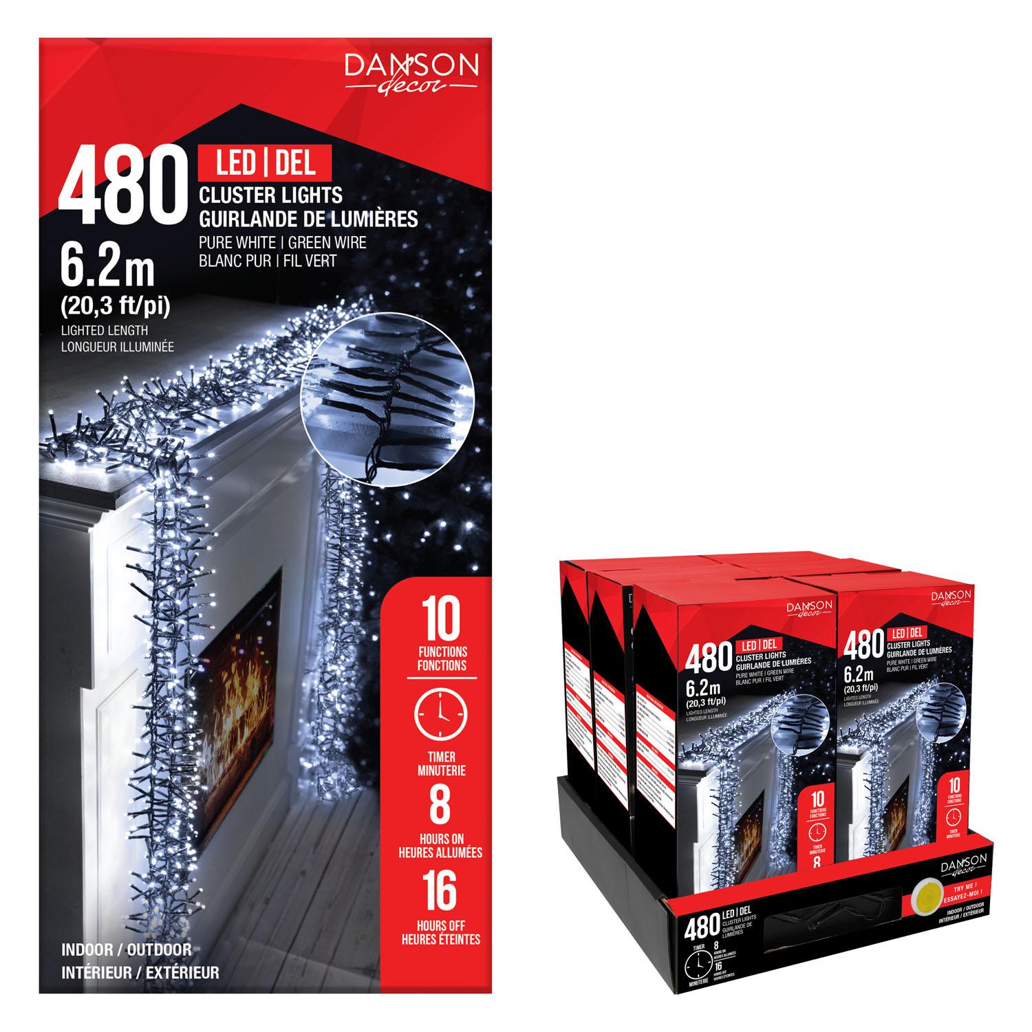 5MM Cluster LED Light Set with 480 Pure White Lights