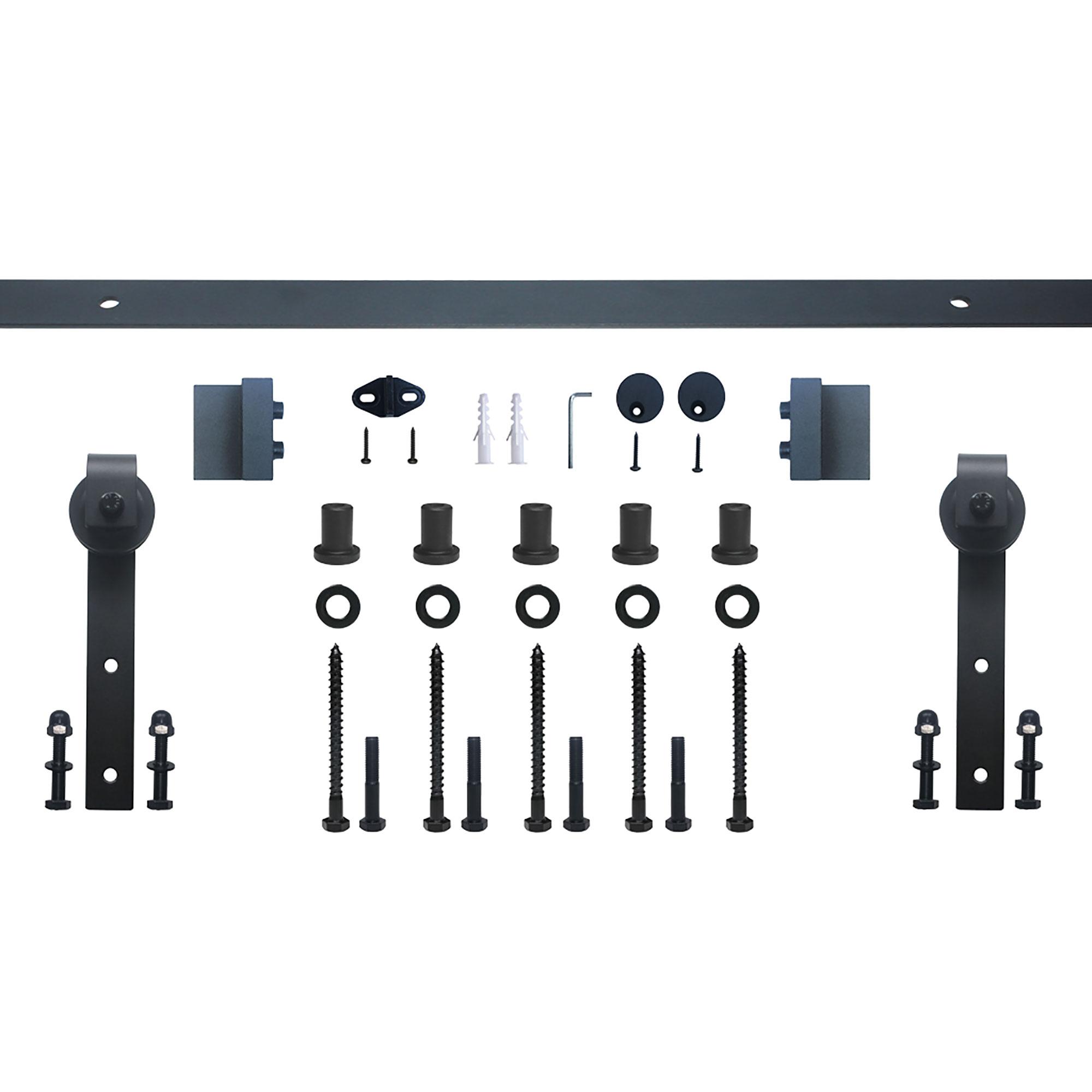 81.88" Barn Door Track and Hardware-Flat Black
