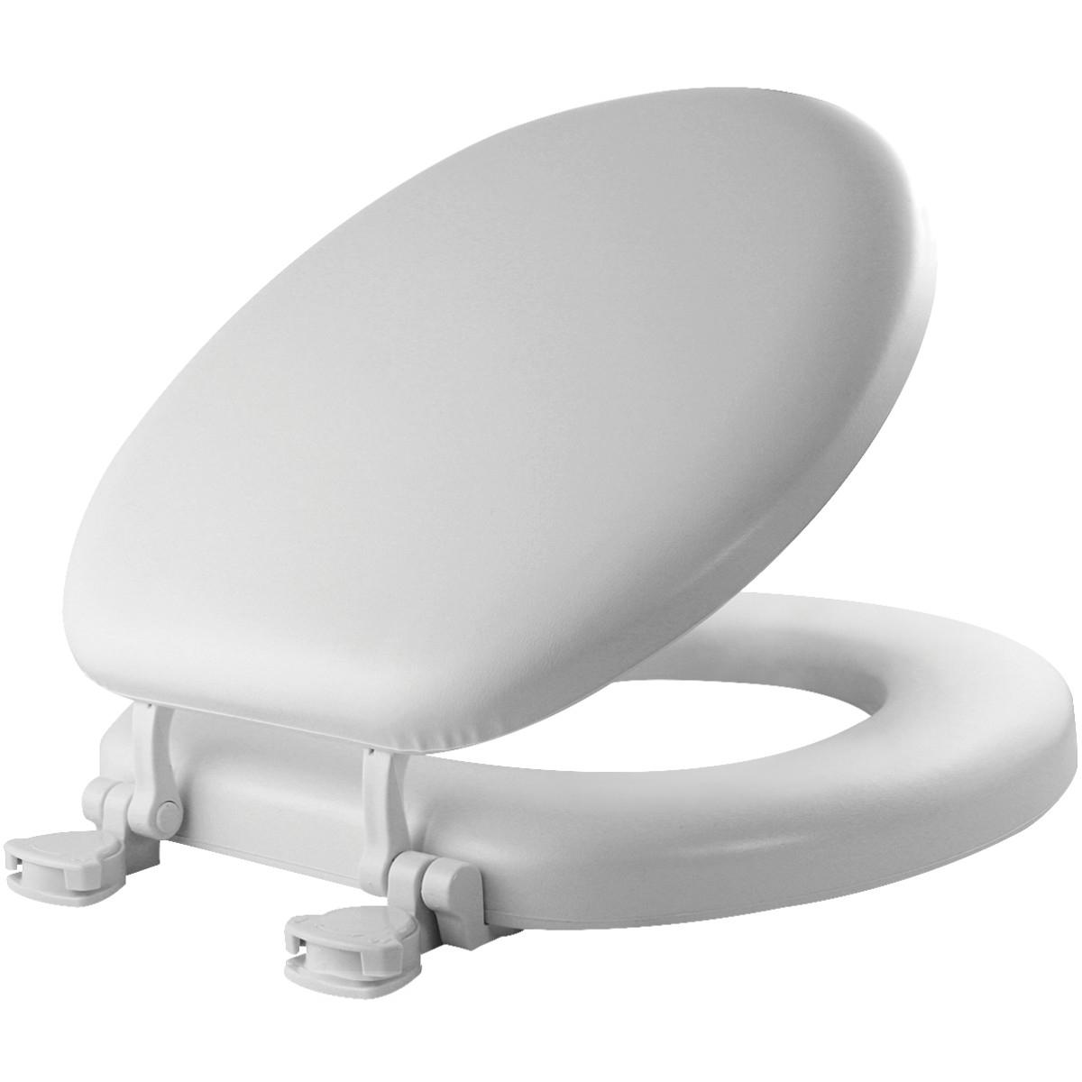 Siège de toilette rond coussiné en vinyle, blanc