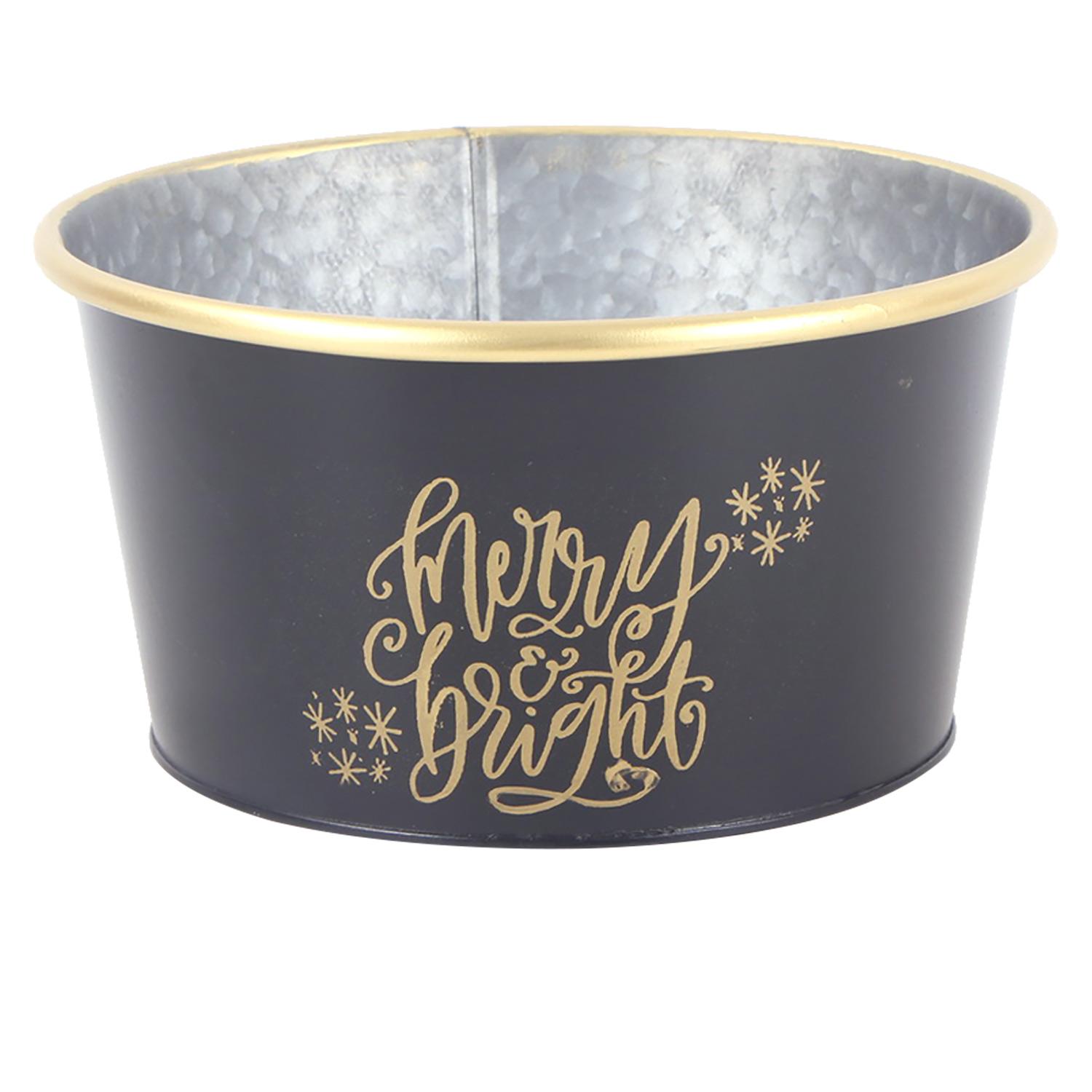 Pot thématique de Noël 9 po, noir et doré